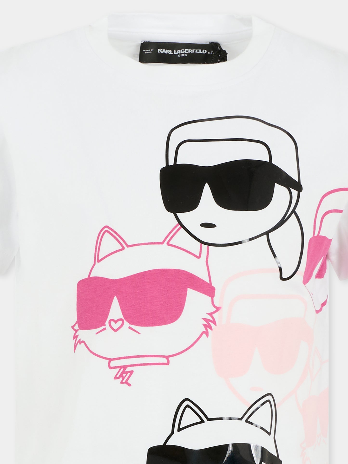 T-shirt bianca per bambina con Choupette e Karl Lagerfeld,Karl Lagerfeld Kids,Z30943 N54