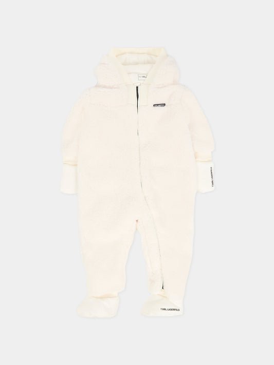 Tuta da neve avorio per neonati con logo ricamato,Karl Lagerfeld Kids,Z30975 195