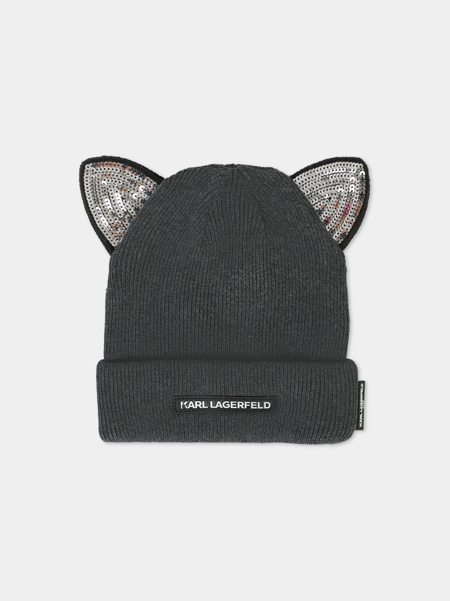 Berretto grigio per bambina con logo,Karl Lagerfeld Kids,Z31007 A82