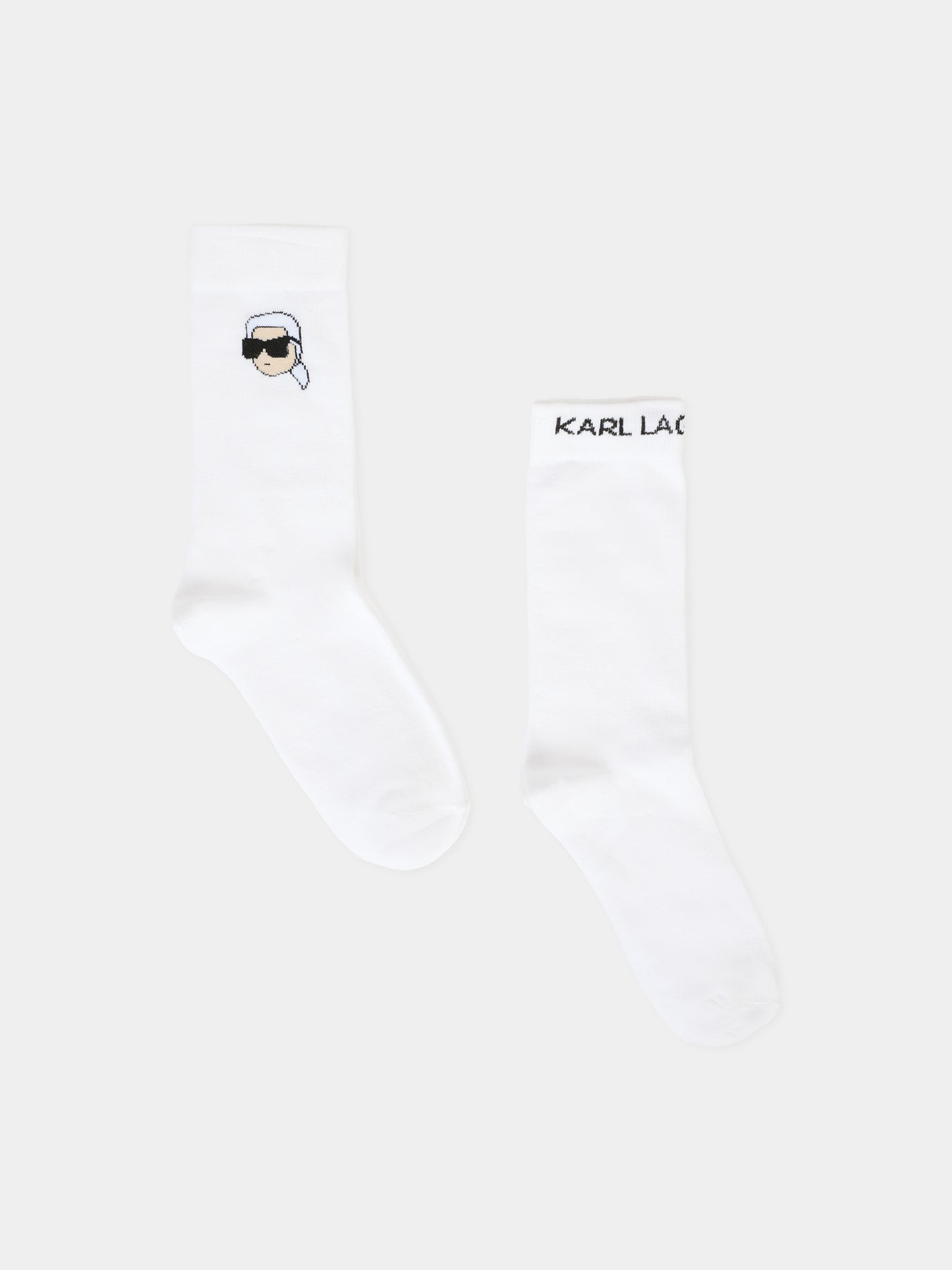 Set calze bianche per bambini con Karl Lagerfeld e logo nero,Karl Lagerfeld Kids,Z31016 10P