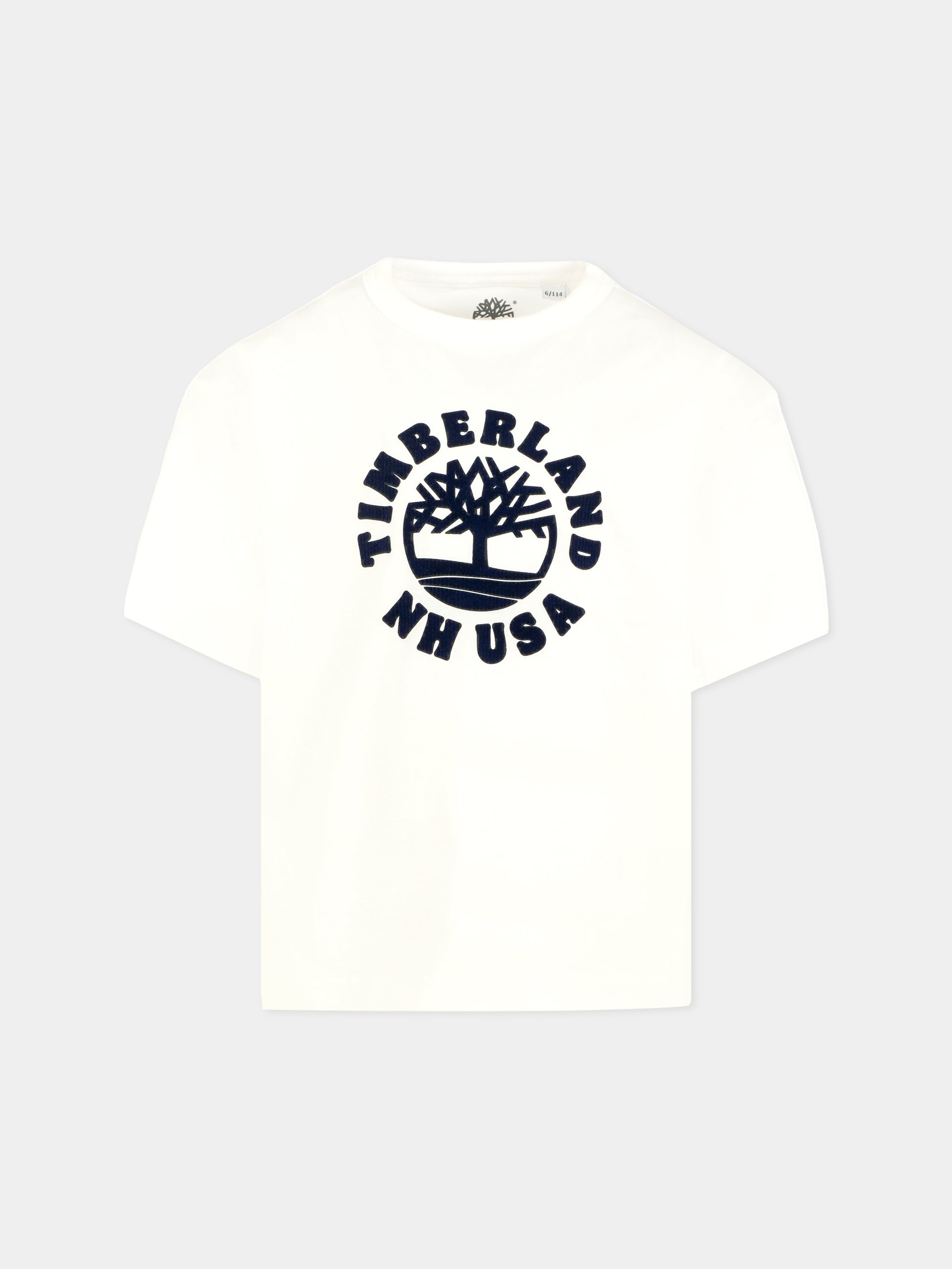 T-shirt bianca per bambino con logo,Timberland,T60532 10P