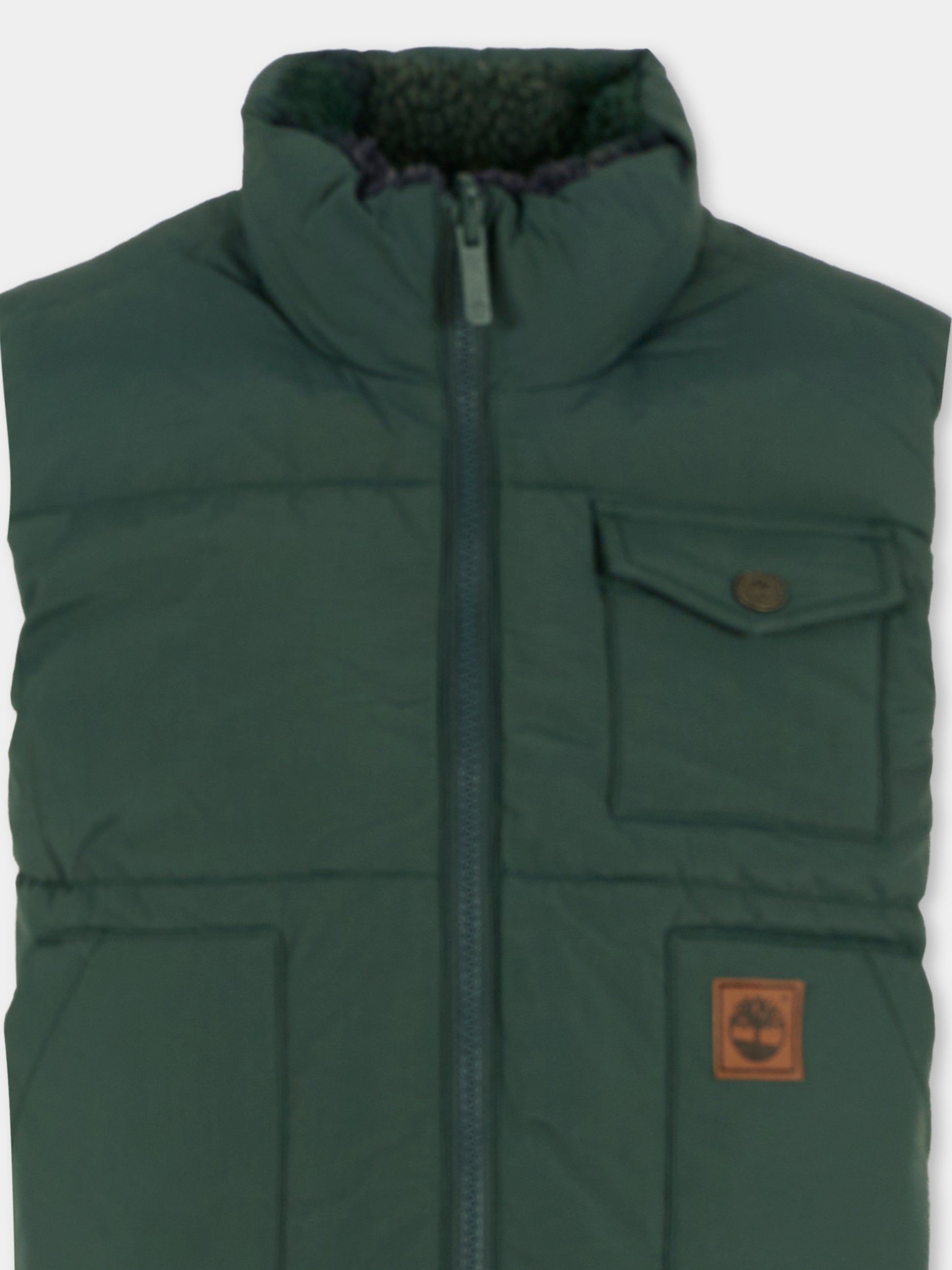 Gilet reversibile verde per bambino con patch,Timberland,T60547 672