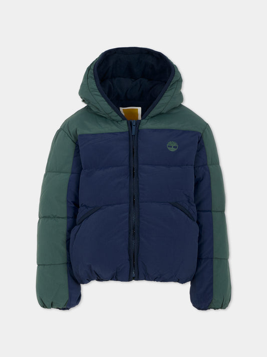 Piumino blu per bambino con logo,Timberland,T60554 672