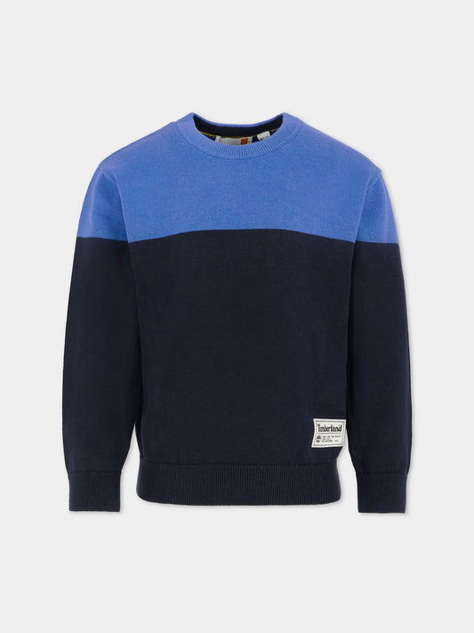 Maglione blu per bambino con patch,Timberland,T60568 85T