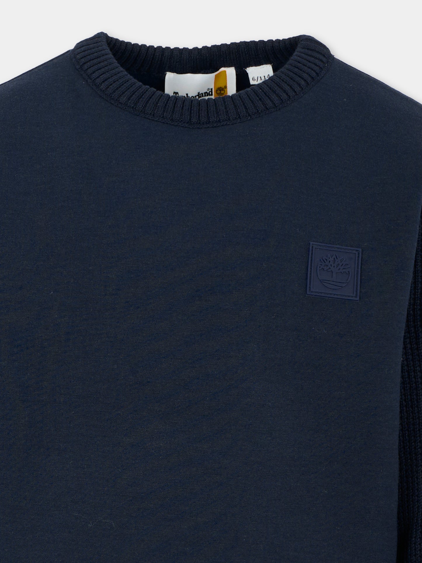 Maglione blu per bambino con logo,Timberland,T60574 85T