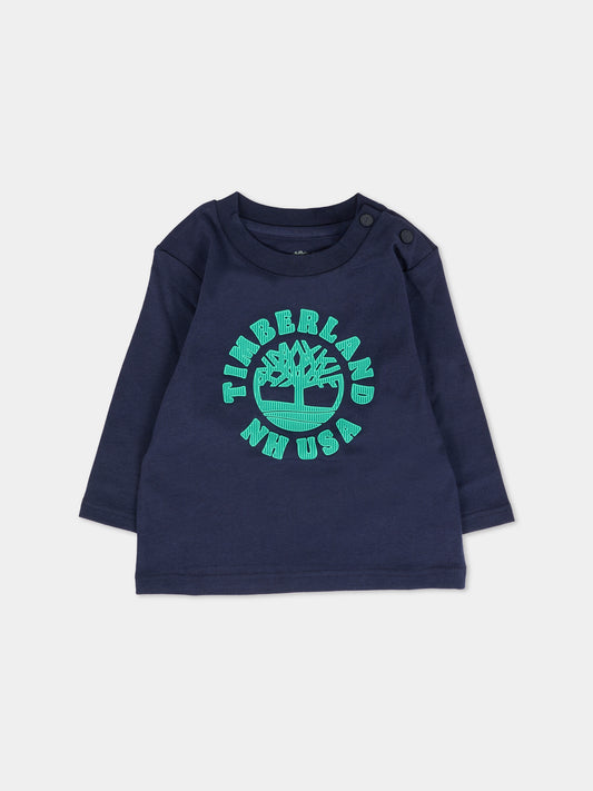 T-shirt blu per neonato con logo,Timberland,T60589 85T