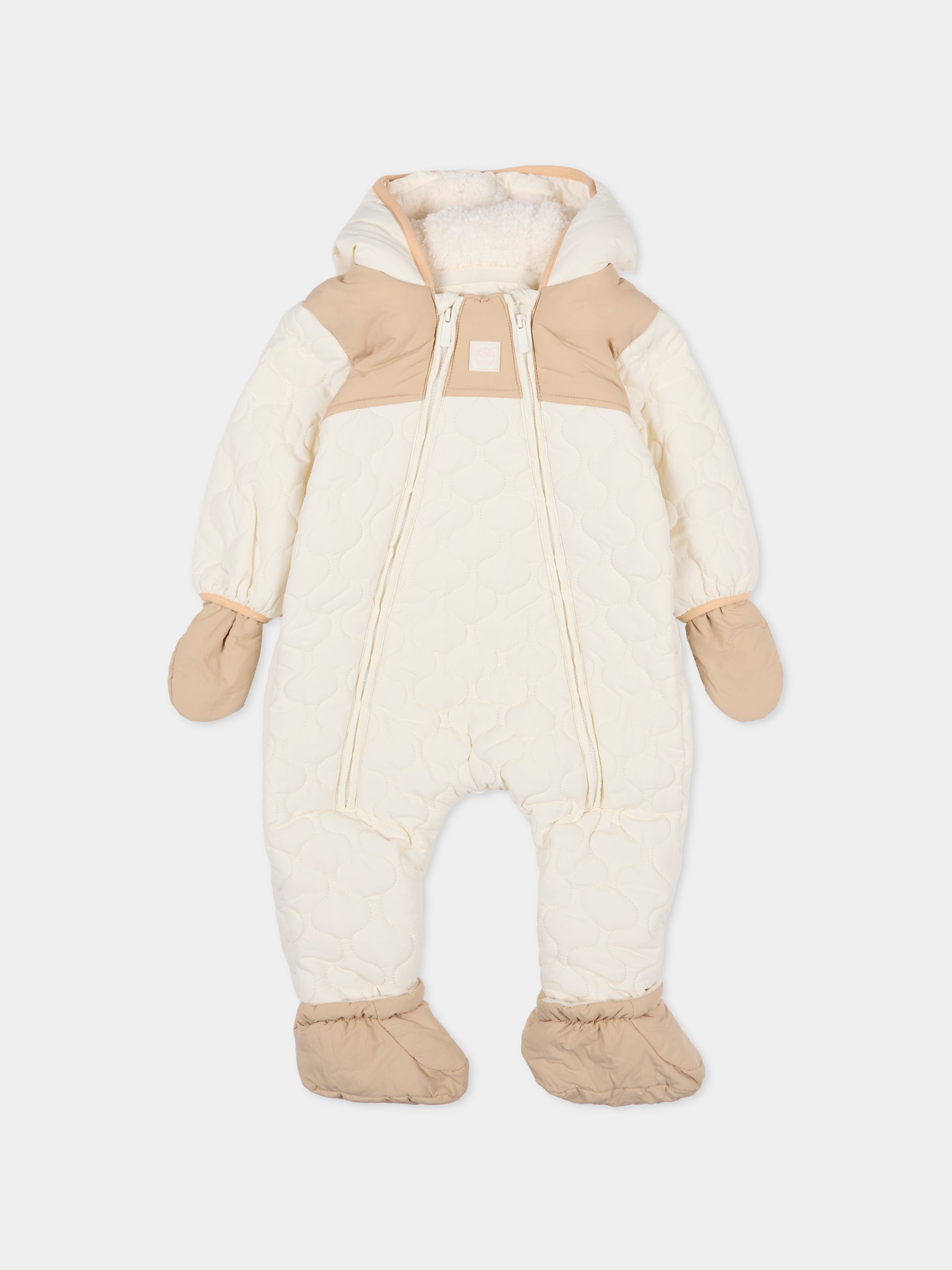 Tuta da neve avorio per neonato con logo,Timberland,T60611 127