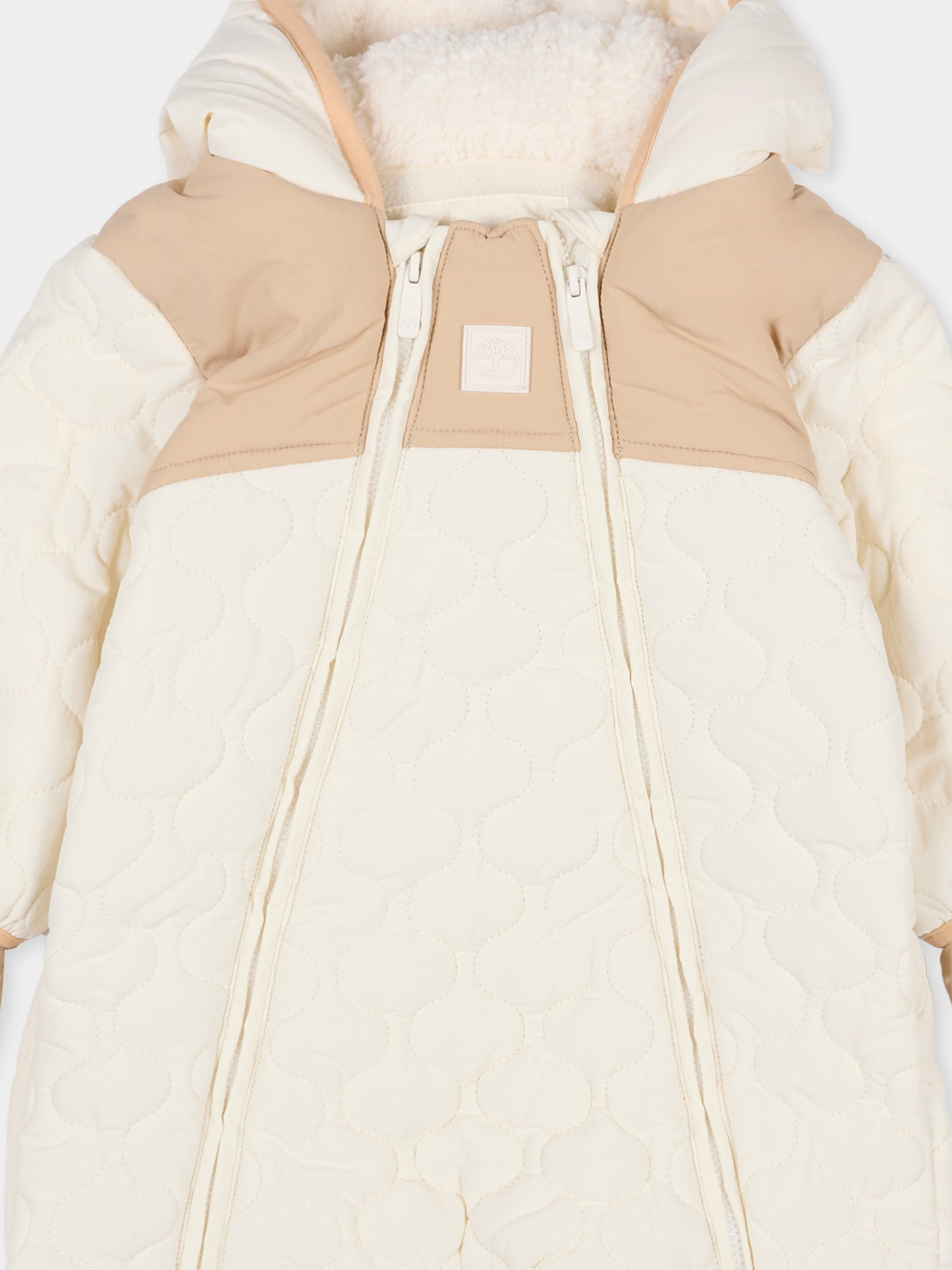Tuta da neve avorio per neonato con logo,Timberland,T60611 127