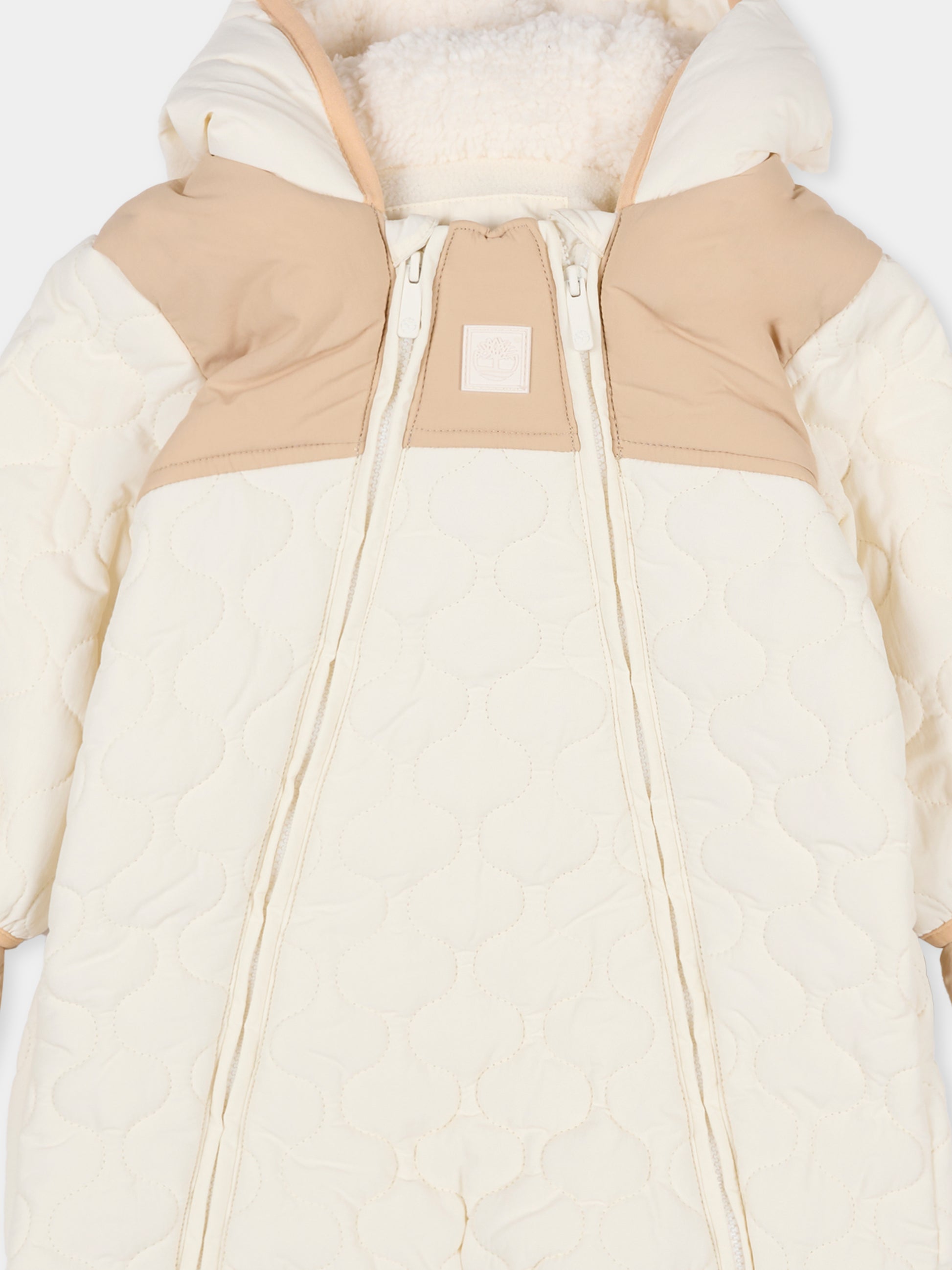 Tuta da neve avorio per neonato con logo,Timberland,T60611 127