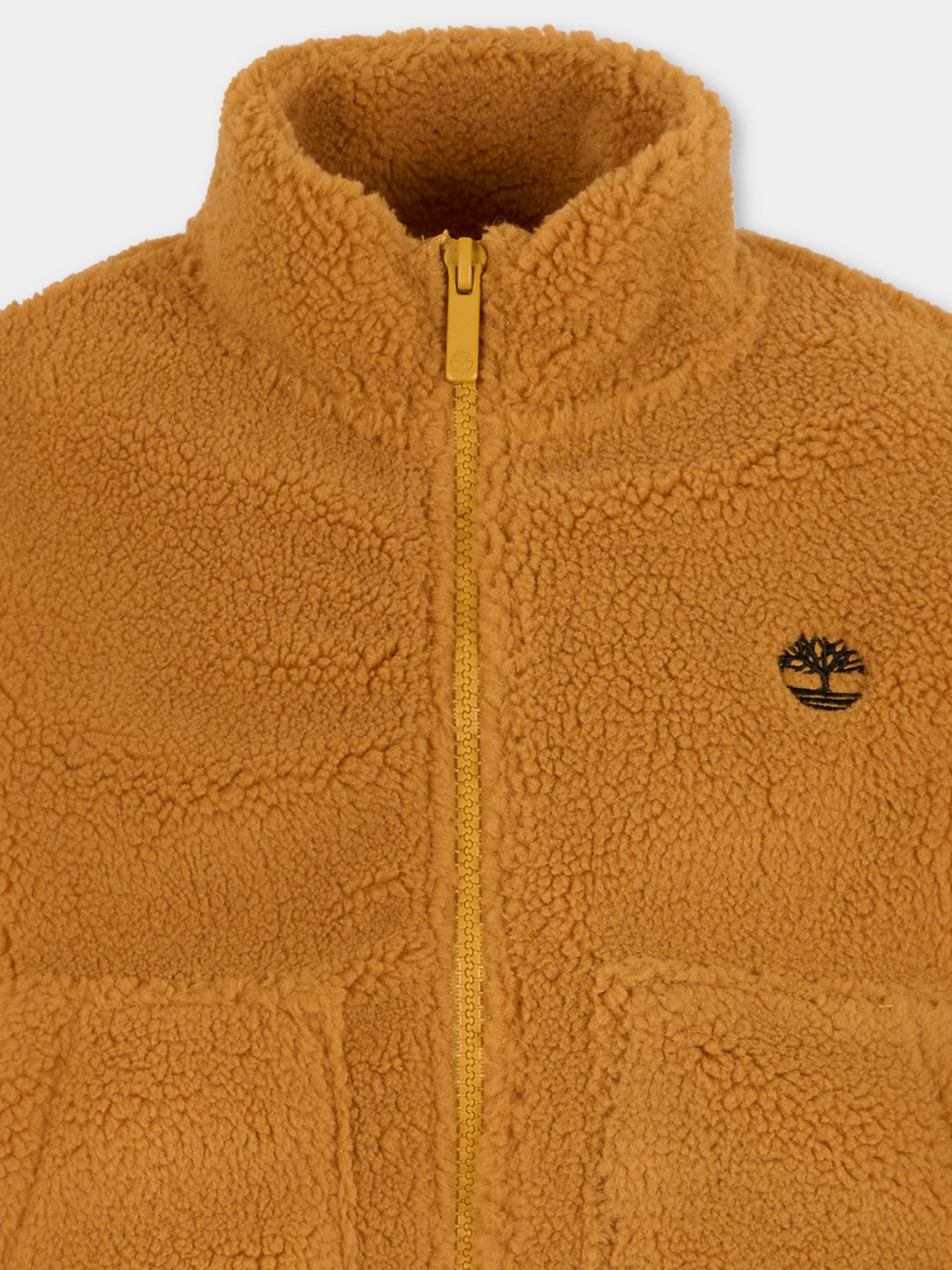 Ecopelliccia giallo ocra per bambino con logo,Timberland,T60757 589