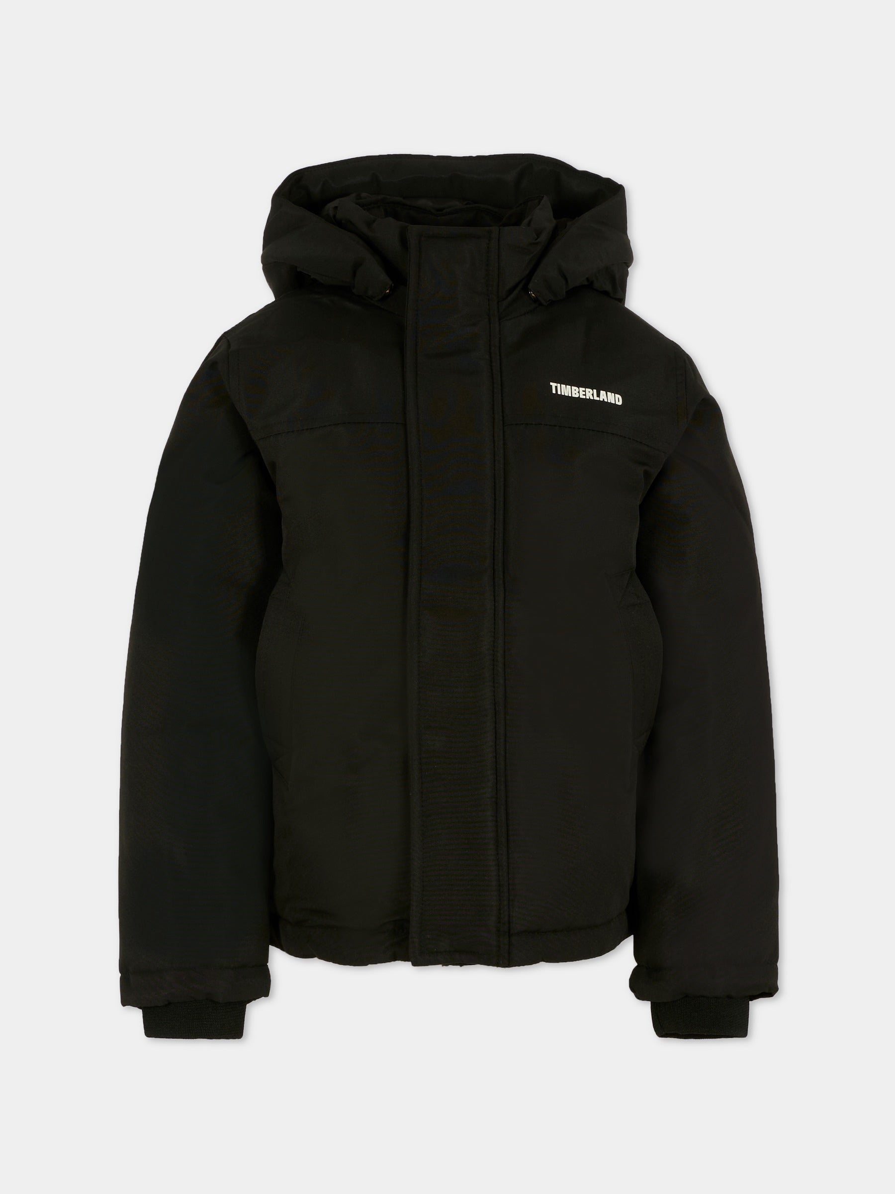 Piumino nero per bambino con logo,Timberland,T60766 09B