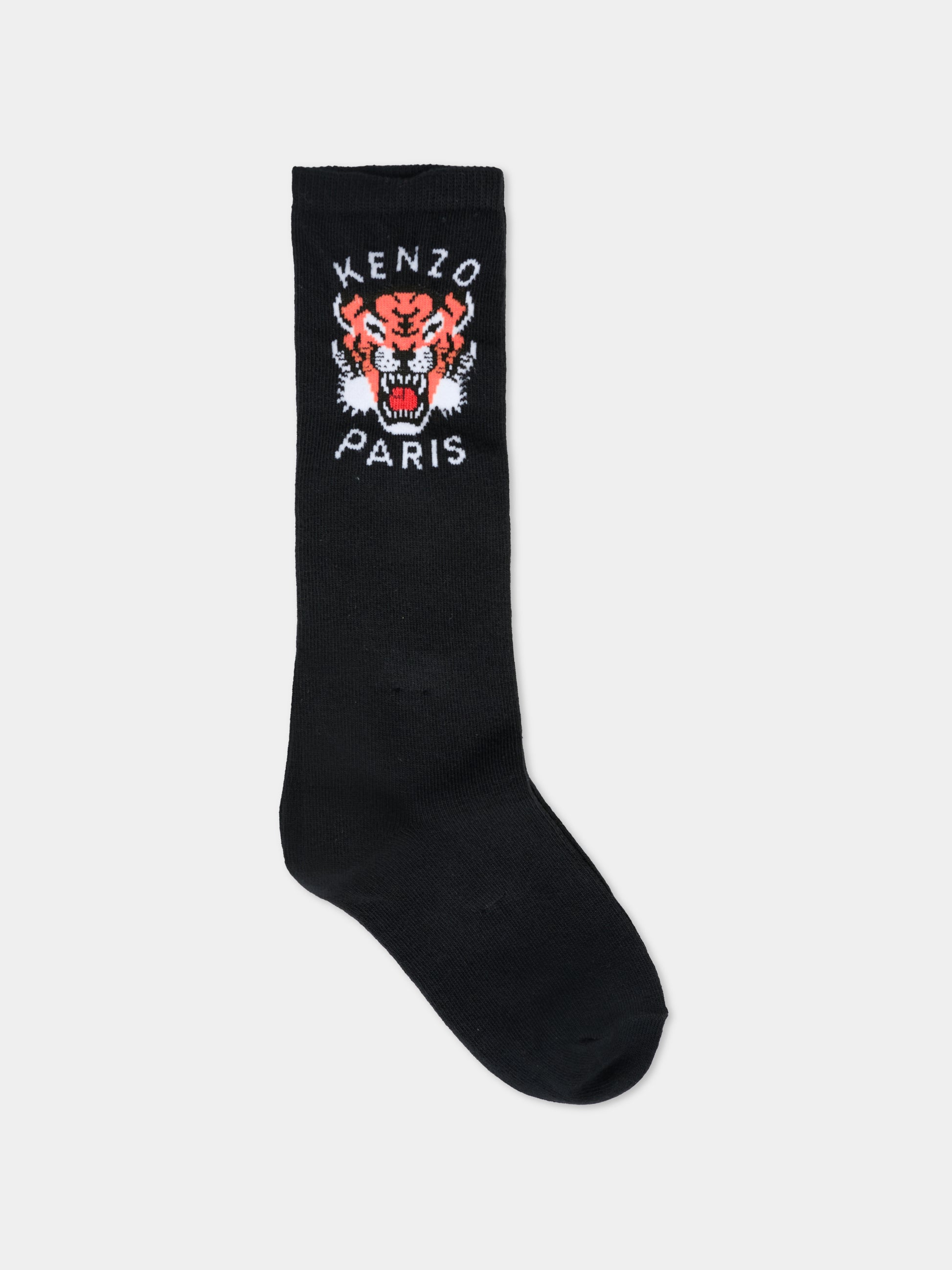 Calze nere per bambino con Lucky Tiger,Kenzo Kids,K61217 095