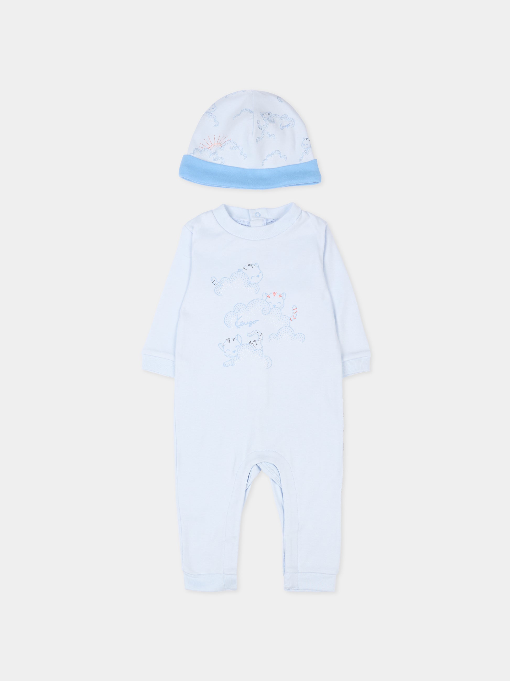 Set tutina azzurra per neonato con tigre,Kenzo Kids,K61245 771