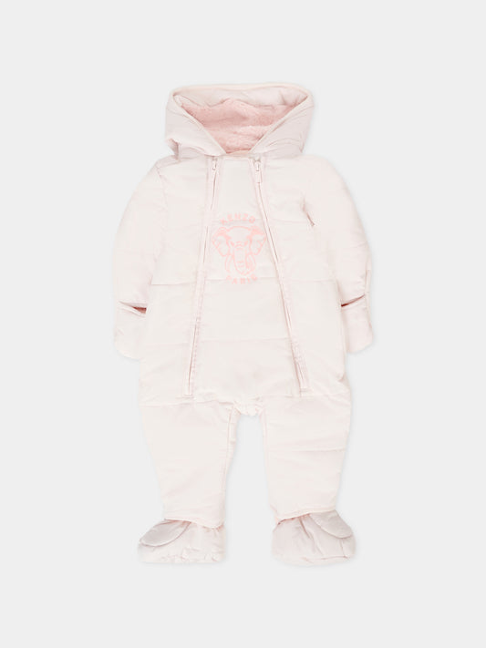 Piumino rosa per neonata con elefante,Kenzo Kids,K61255 47R