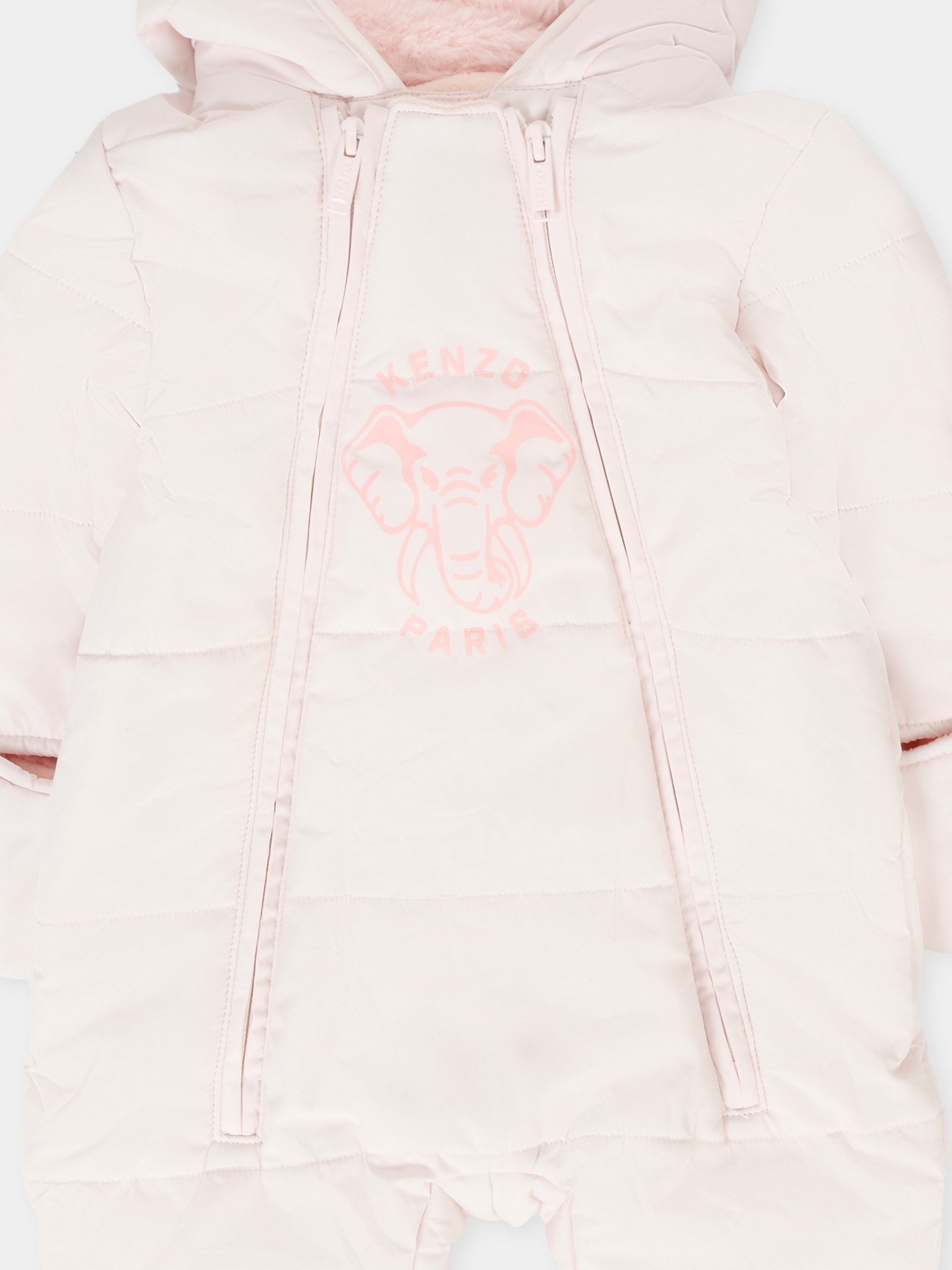 Piumino rosa per neonata con elefante,Kenzo Kids,K61255 47R