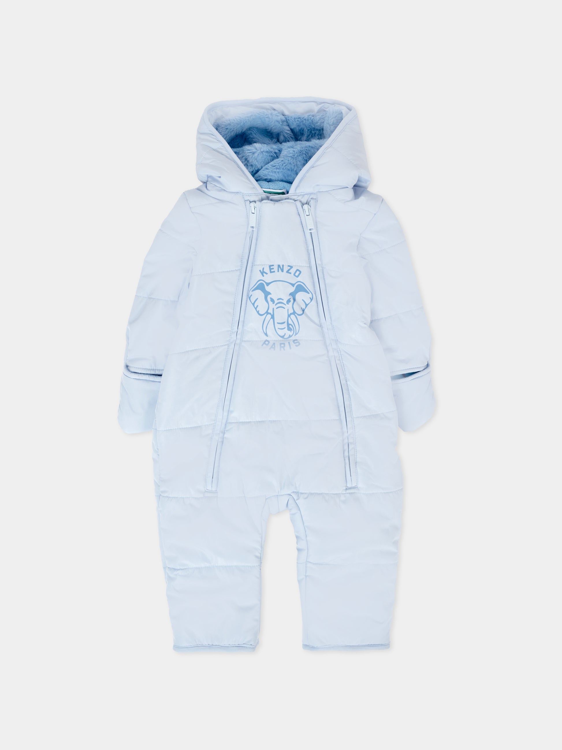 Piumino azzurro per neonato con elefante,Kenzo Kids,K61255 771