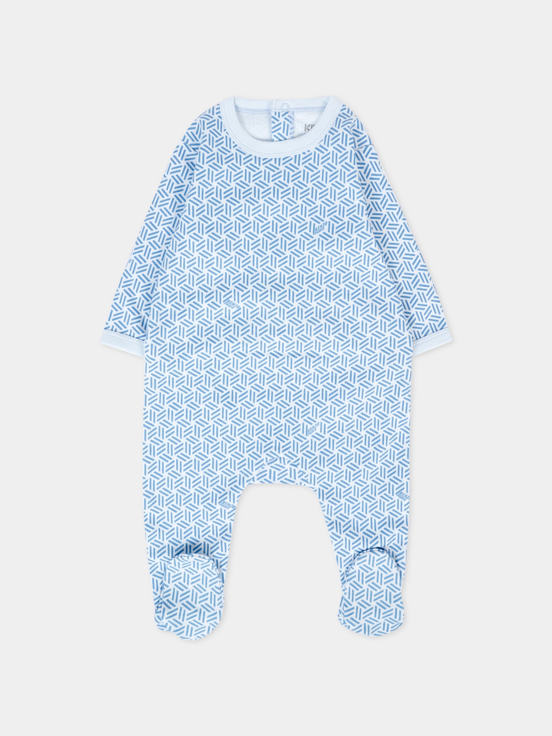 Set tutina azzurro per neonato con motivo geometrico,Kenzo Kids,K61256 77A