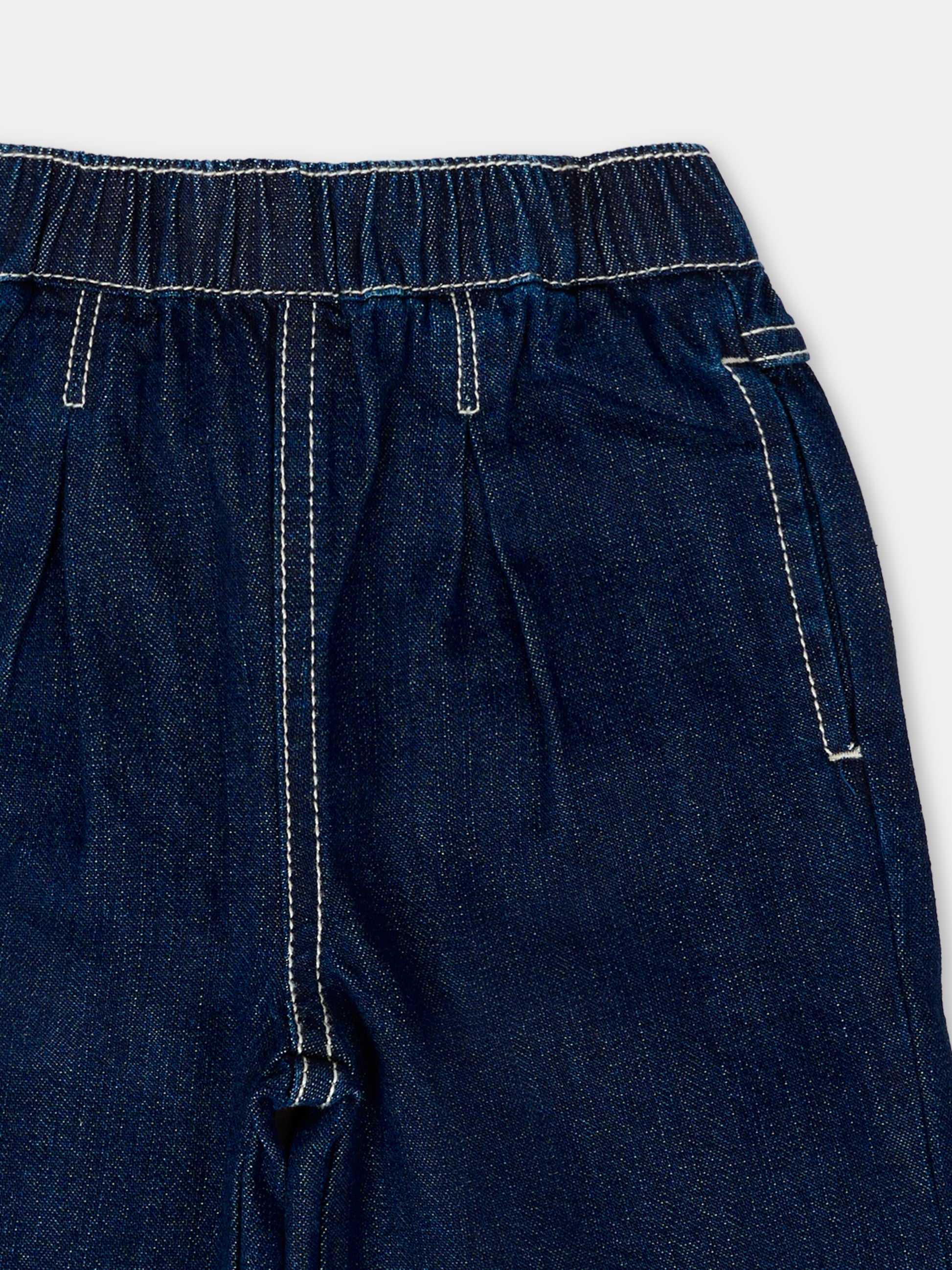 Jeans denim per neonata con papevero,Kenzo Kids,K61262 Z35