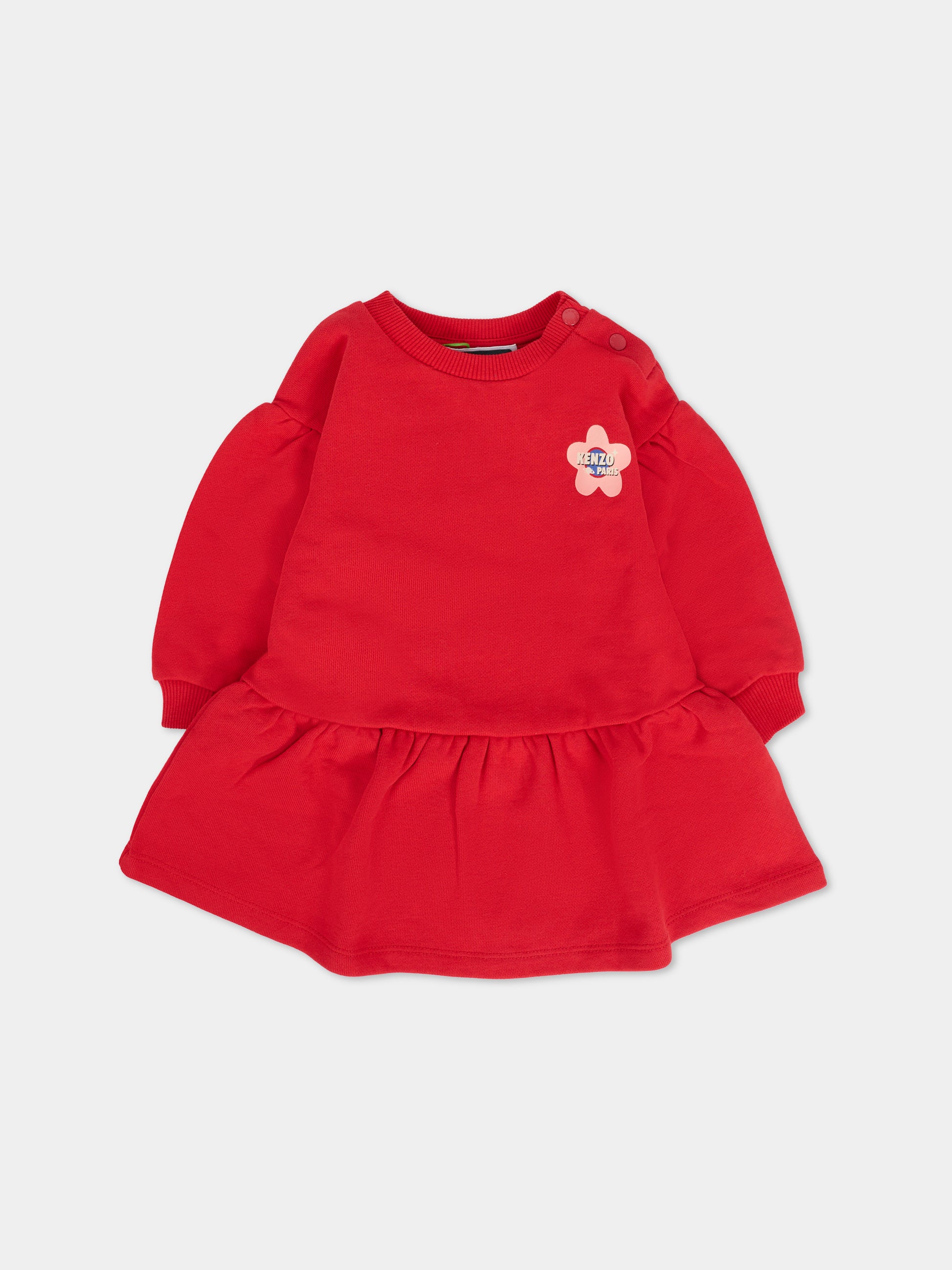Vestito rosso per neonata con papavero,Kenzo Kids,K61273 968