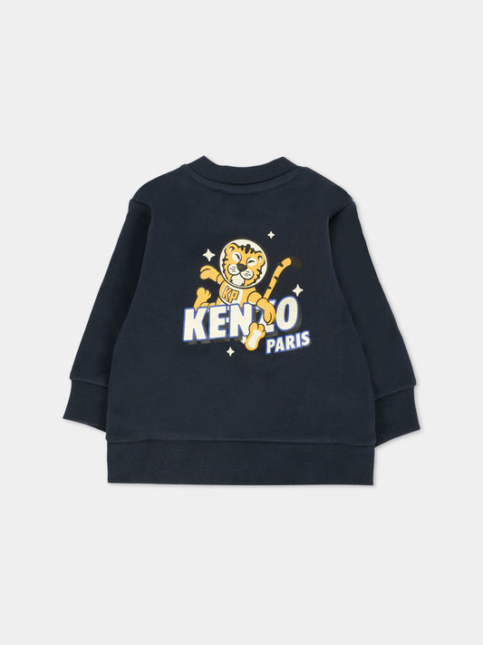Felpa blu per neonato con tigre,Kenzo Kids,K61293 845