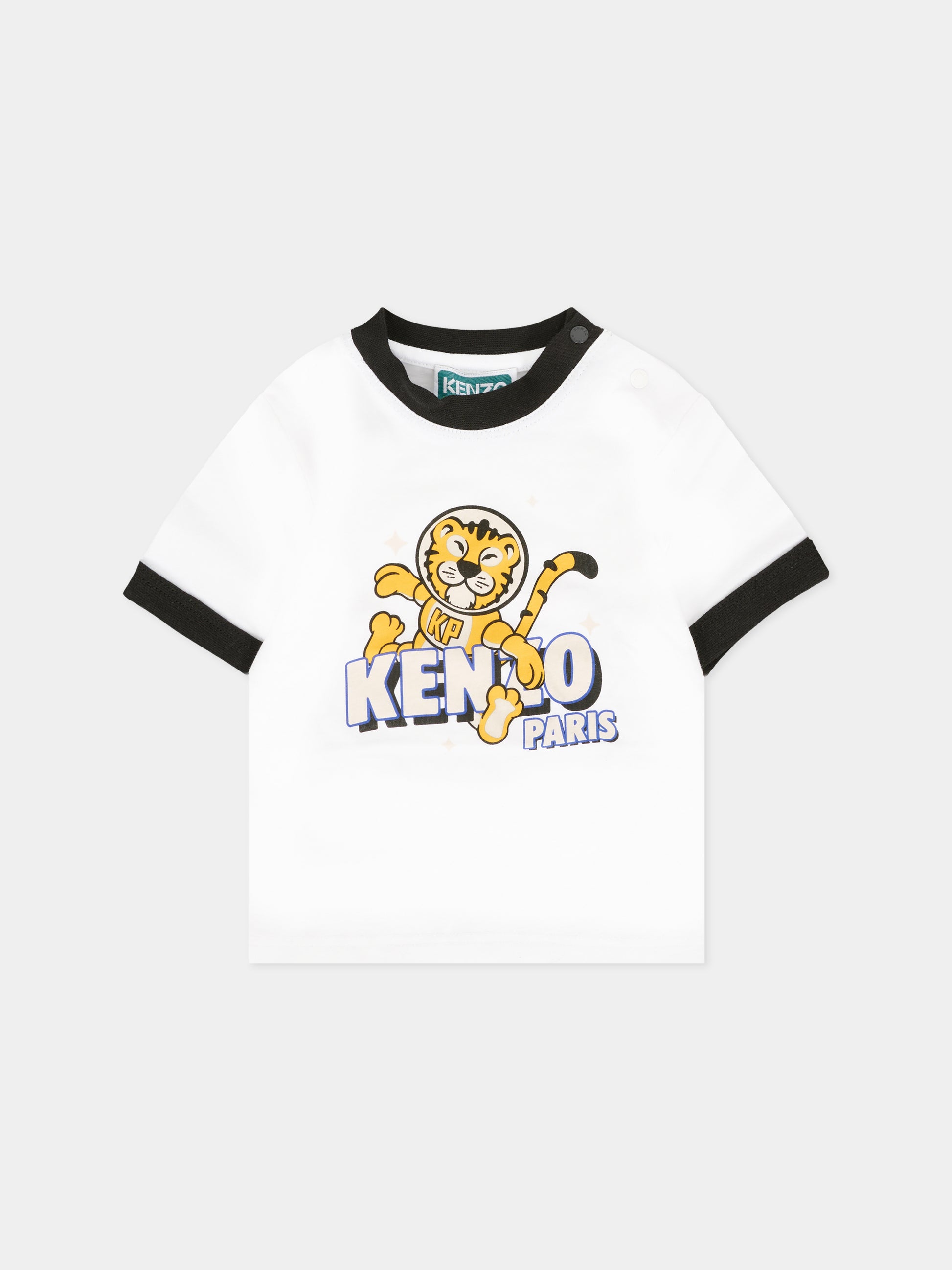 Set t-shirt bianco per neonato con tigre,Kenzo Kids,K61298 N50