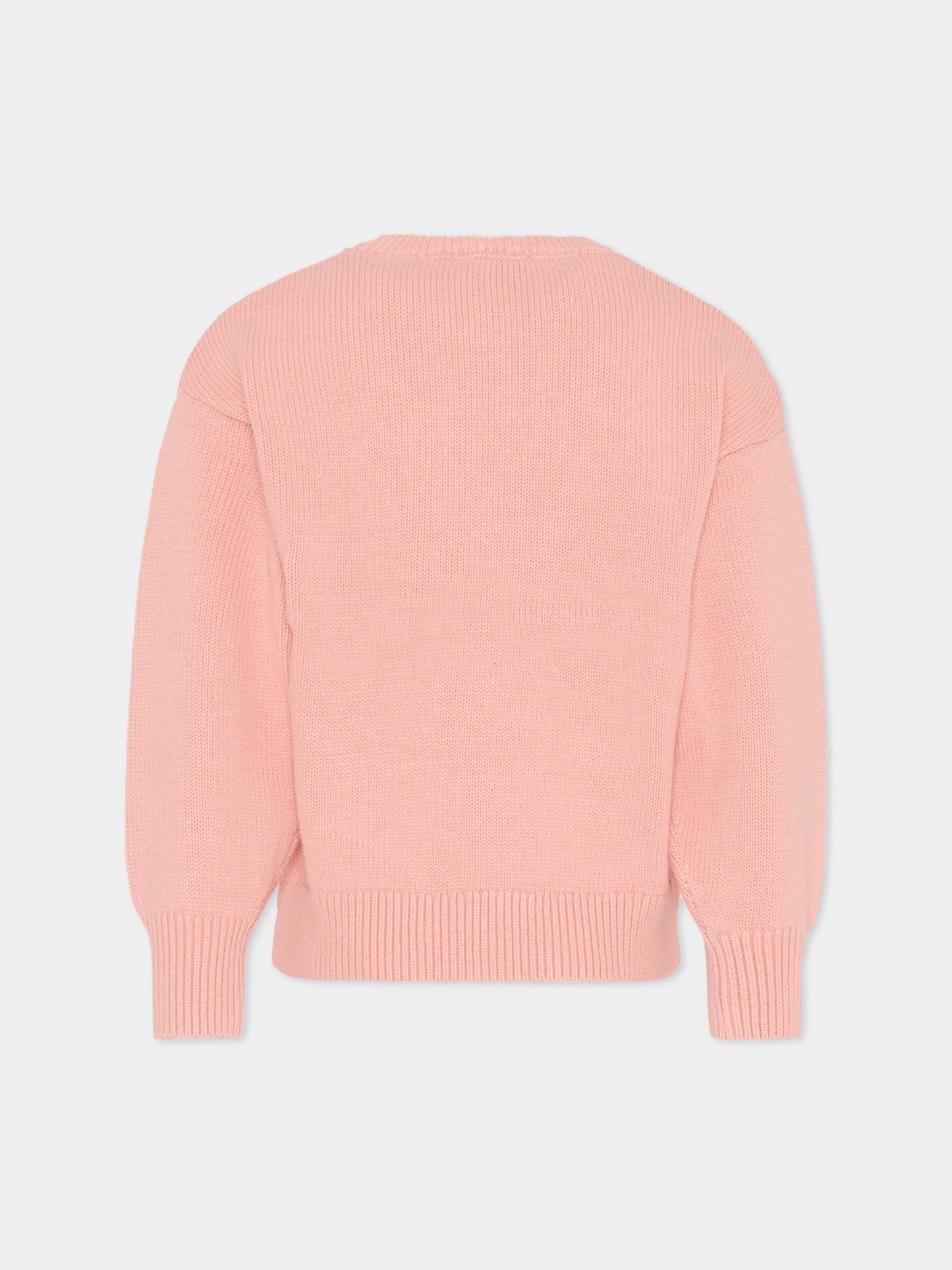 Maglione rosa per bambina con Lucky Tiger,Kenzo Kids,K61334 47H