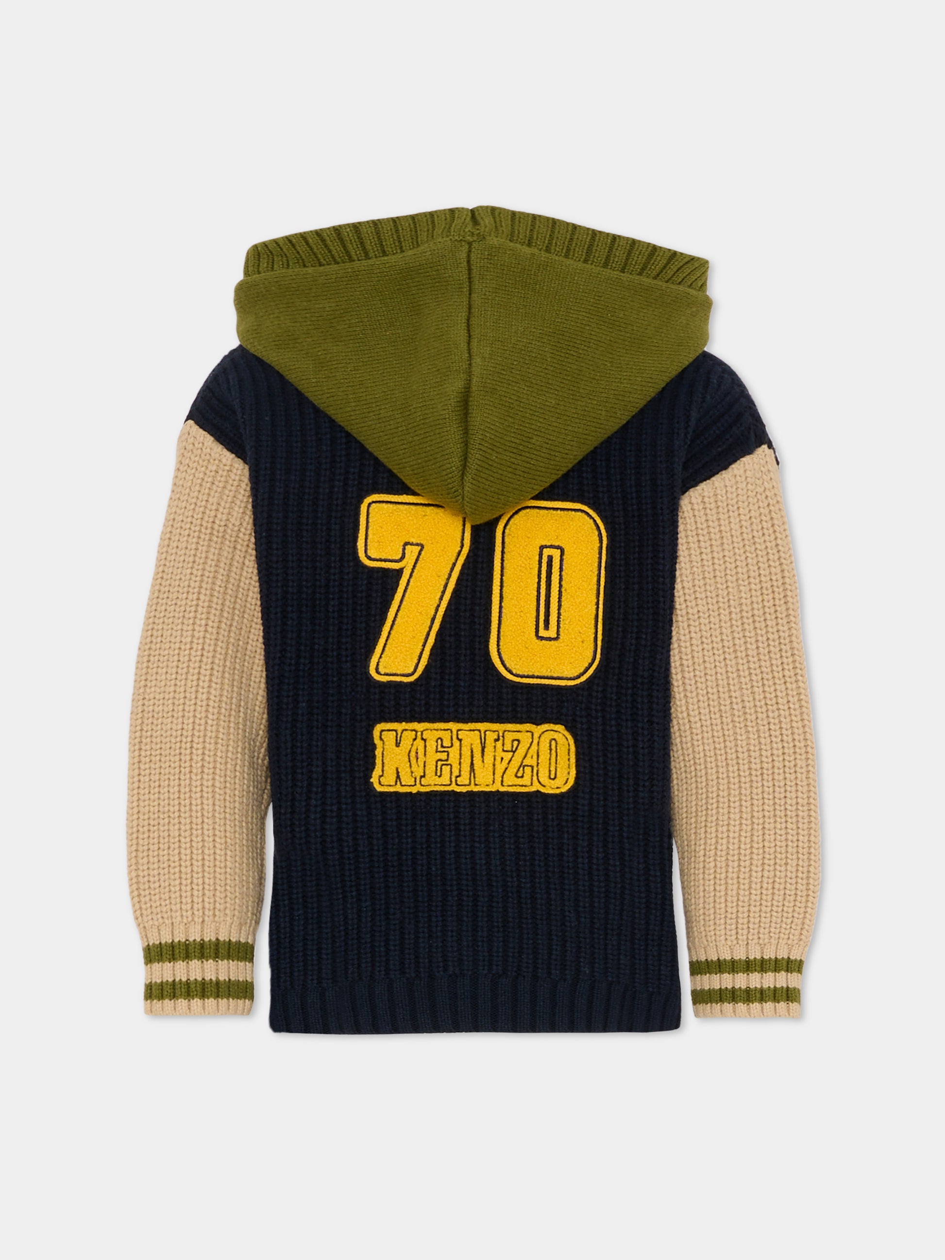 Cardigan blu per bambino con logo,Kenzo Kids,K61417 V82