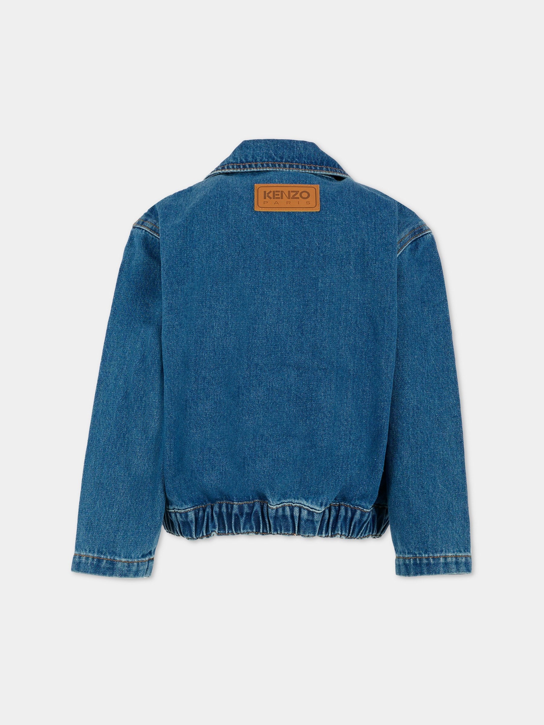 Giubbotto di jeans denim per bambina con logo,Kenzo Kids,K61475 Z27