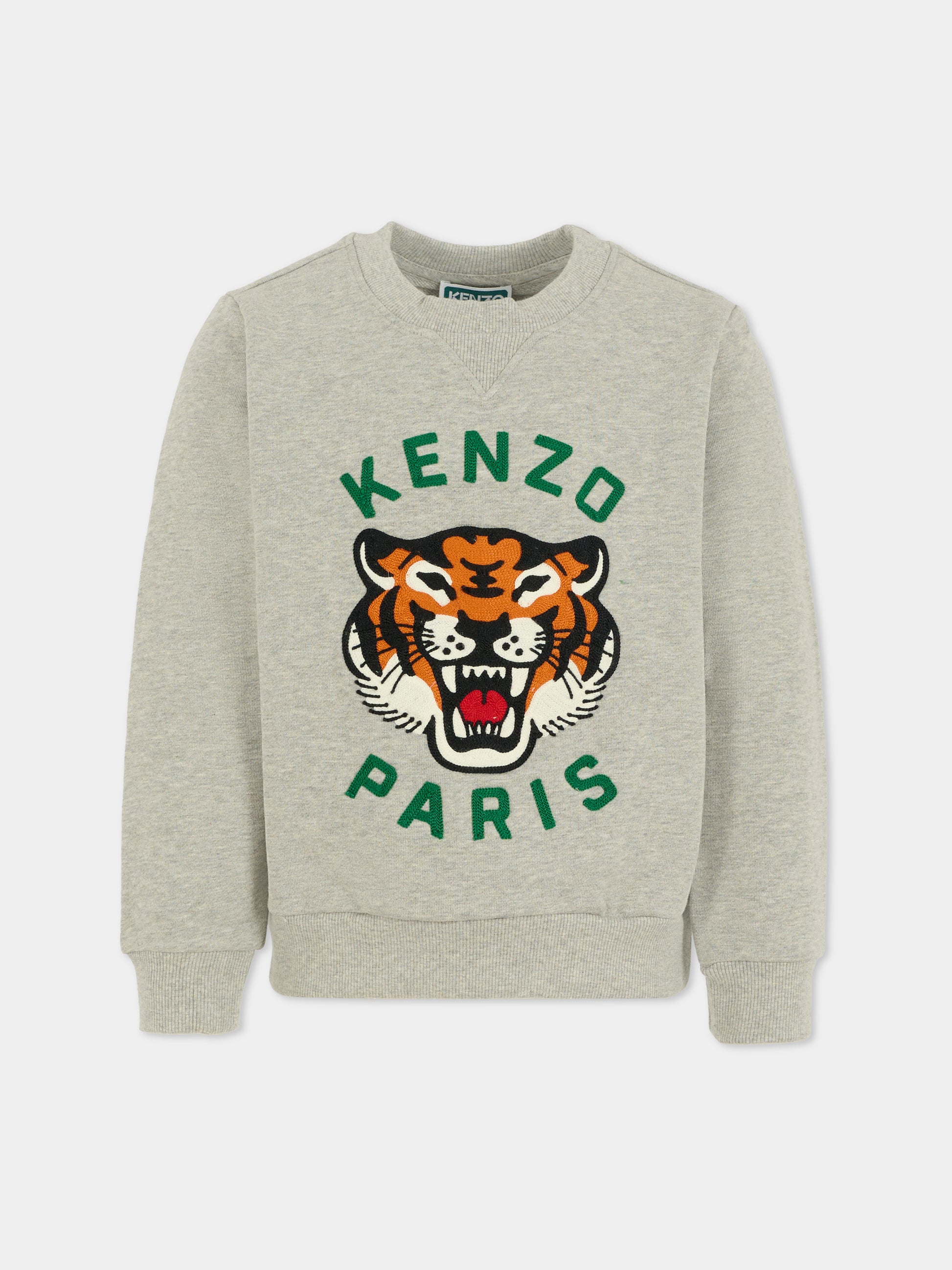 Felpa grigia per bambini con Lucky Tiger,Kenzo Kids,K61509 A55