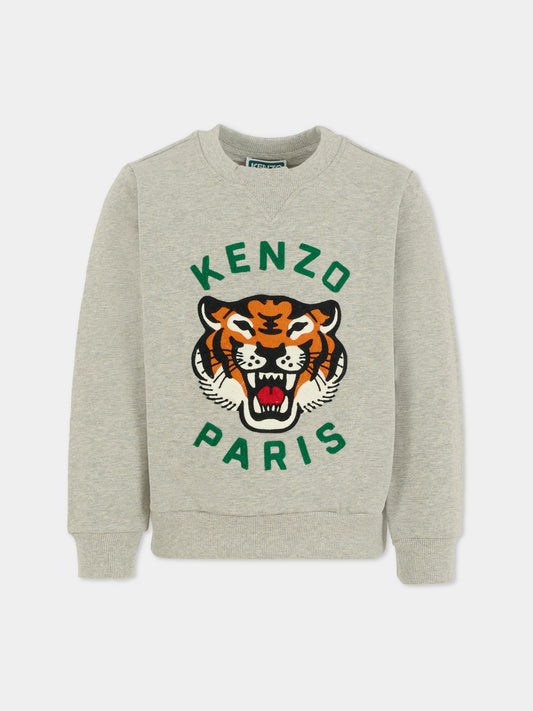 Felpa grigia per bambini con Lucky Tiger,Kenzo Kids,K61509 A55