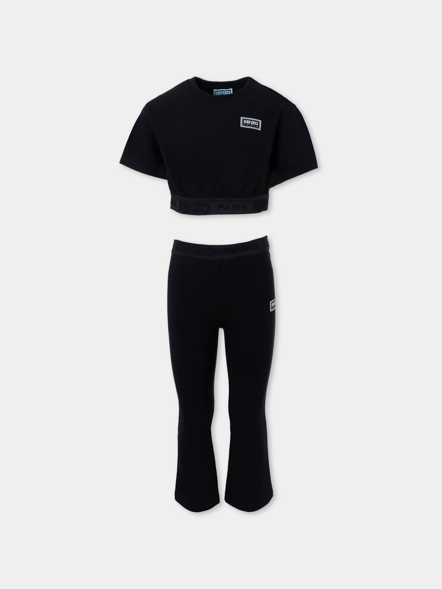 Completo nero per bambina con logo,Kenzo Kids,K61512 095