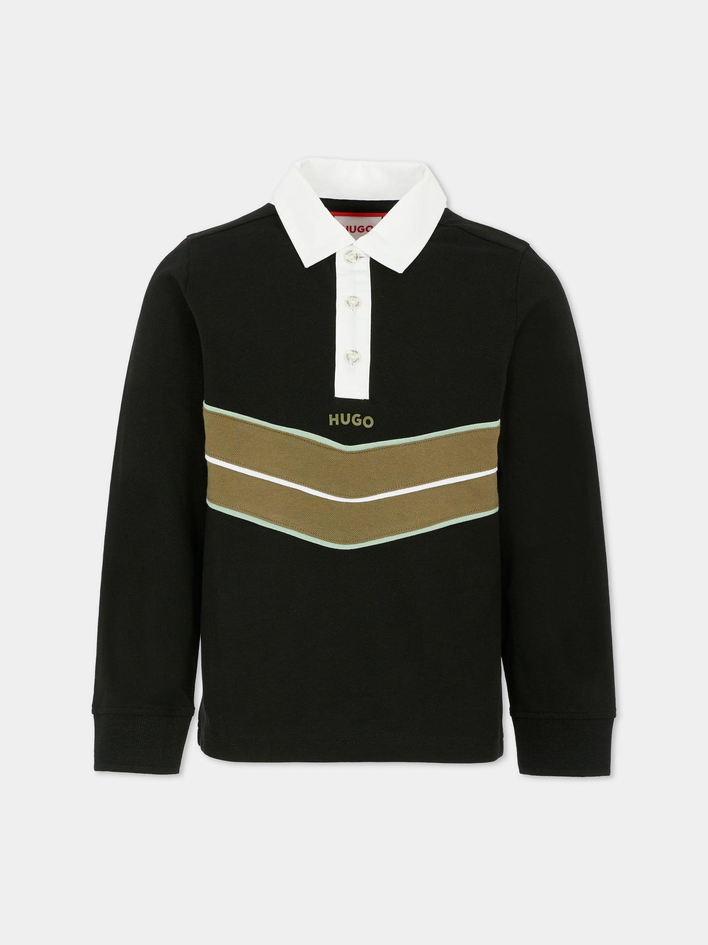 Polo nera per bambino con logo,Hugo,G00445 09B