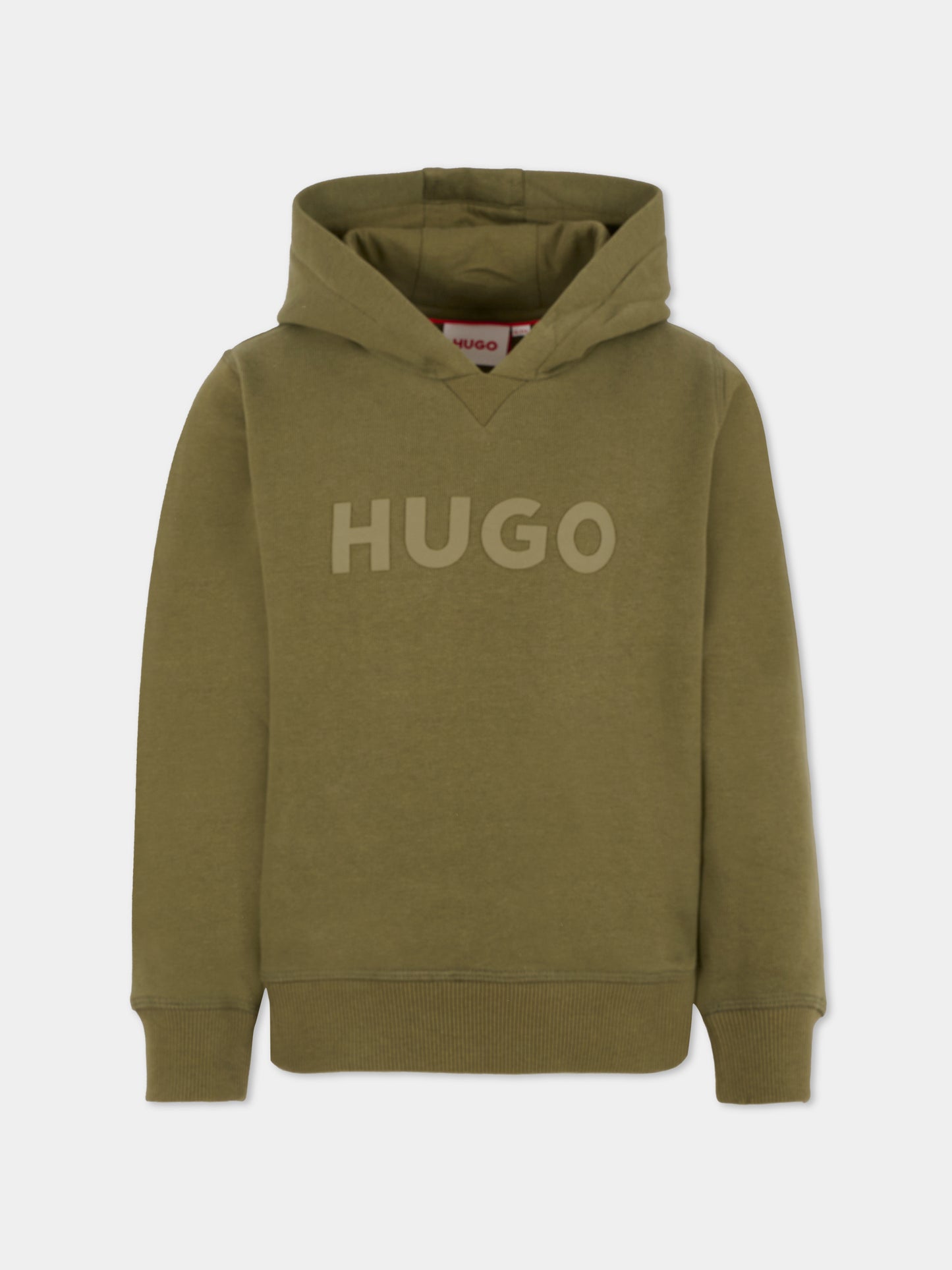 Felpa verde per bambino con logo,Hugo,G00446 65F