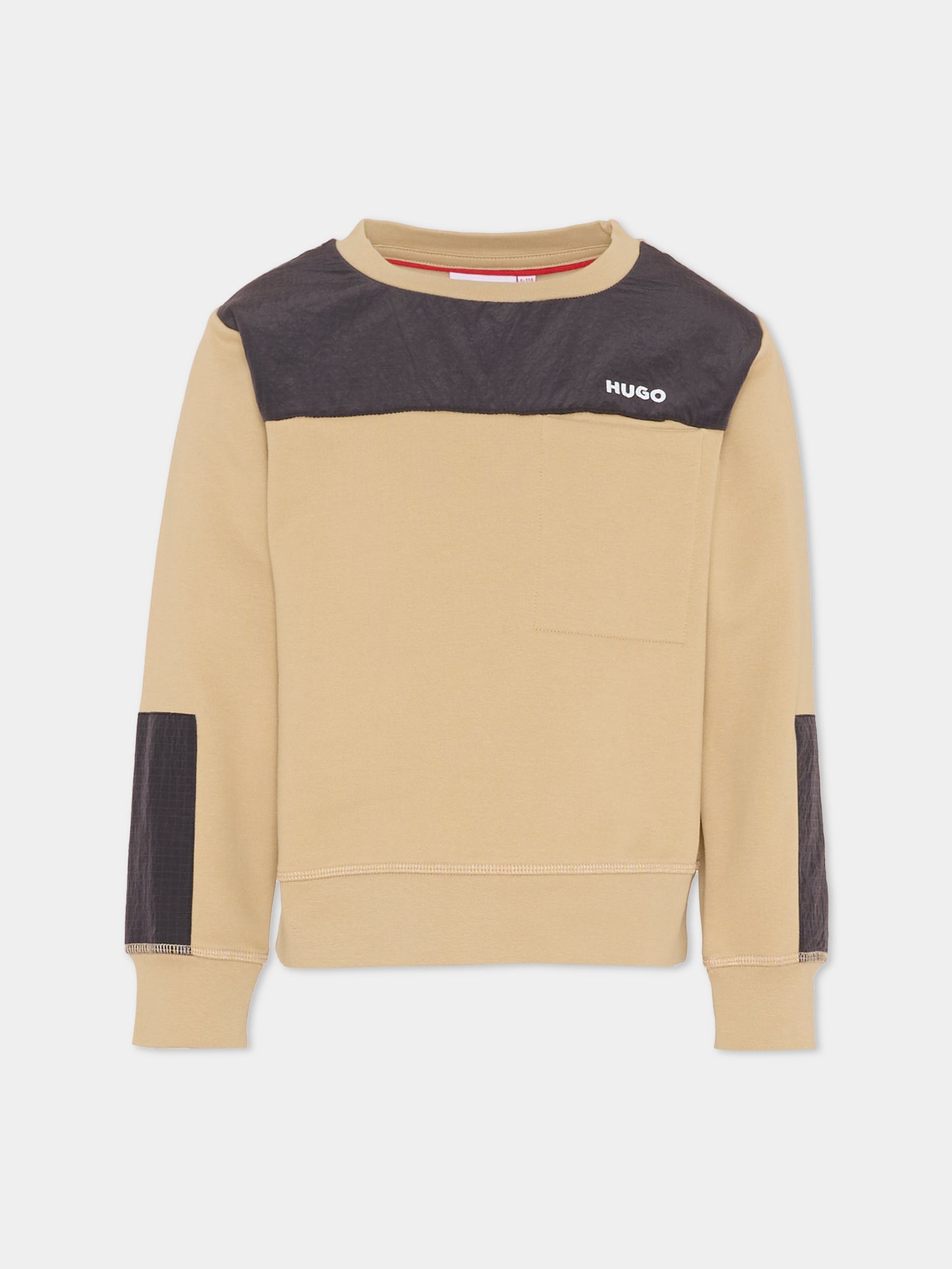 Felpa beige per bambino con logo,Hugo,G00449 P90