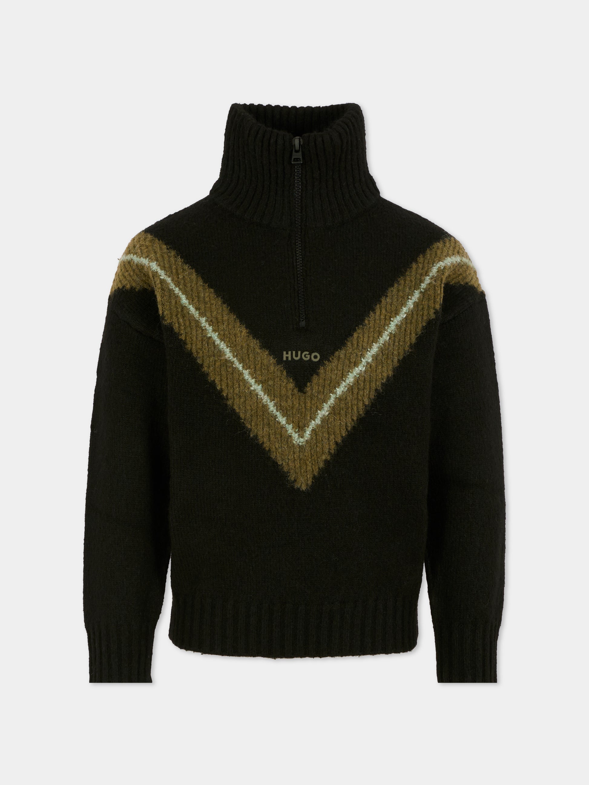 Dolcevita nero per bambino con logo,Hugo,G00455 09B