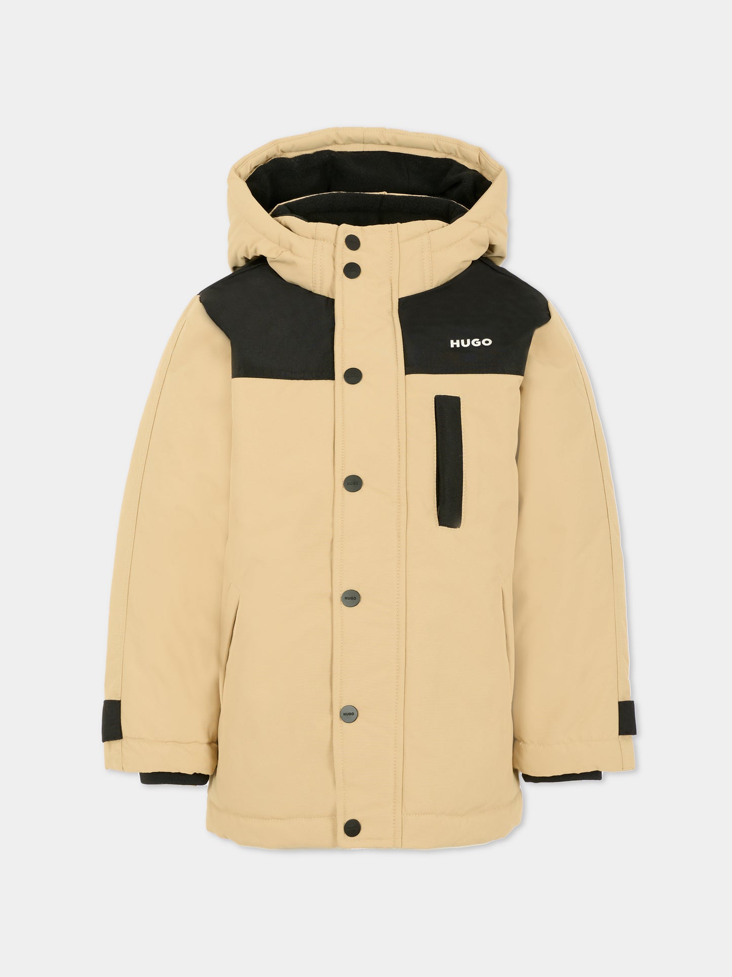 Parka beige per bambino con logo,Hugo,G00485 P90