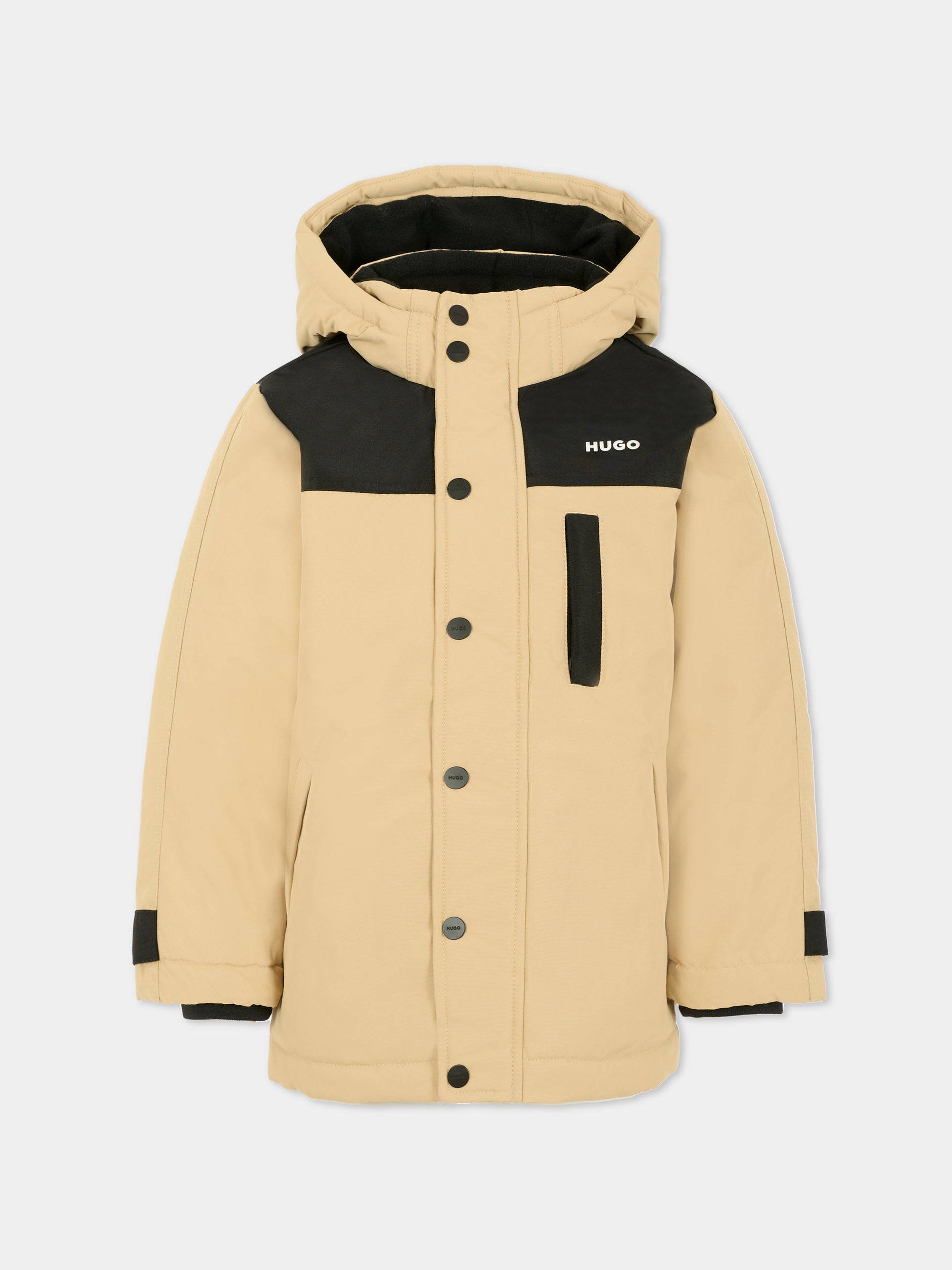 Parka beige per bambino con logo,Hugo,G00485 P90