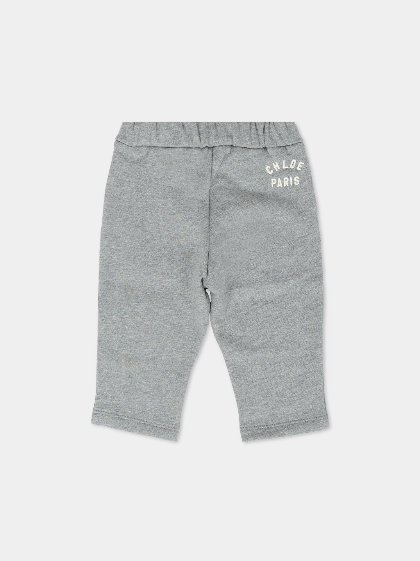 Pantaloni grigi per neonata con logo,Chloé Kids,C20706 A46