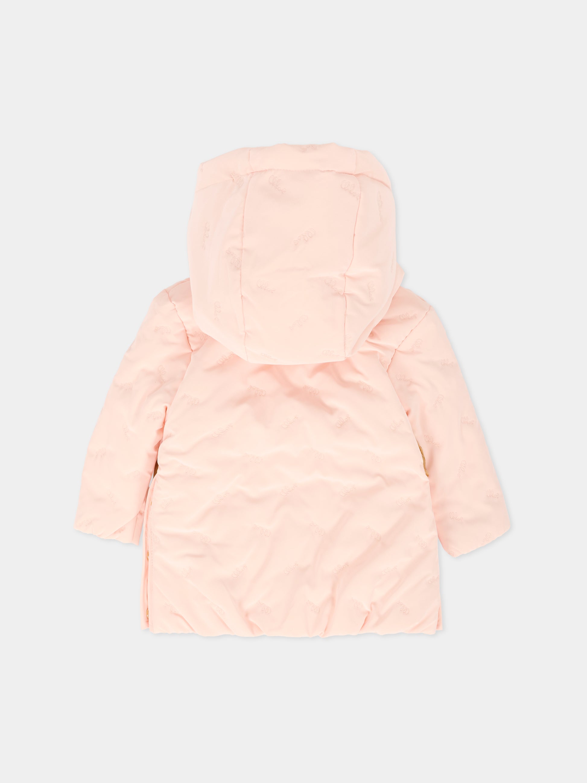 Piumino rosa per neonata con logo,Chloé Kids,C20724 46J