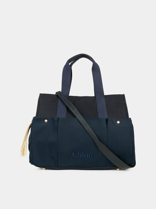 Borsa mamma blu per neonati con logo,Chloé Kids,C20764 859