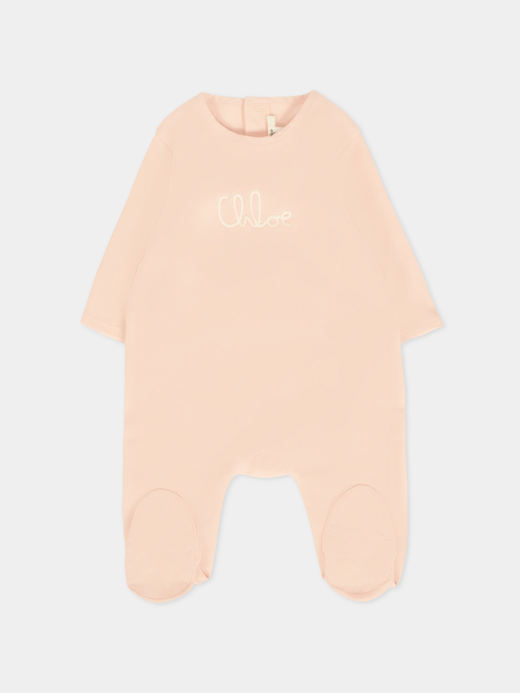 Set tutina rosa per neonata con logo ricamato,Chloé Kids,C20777 45Q