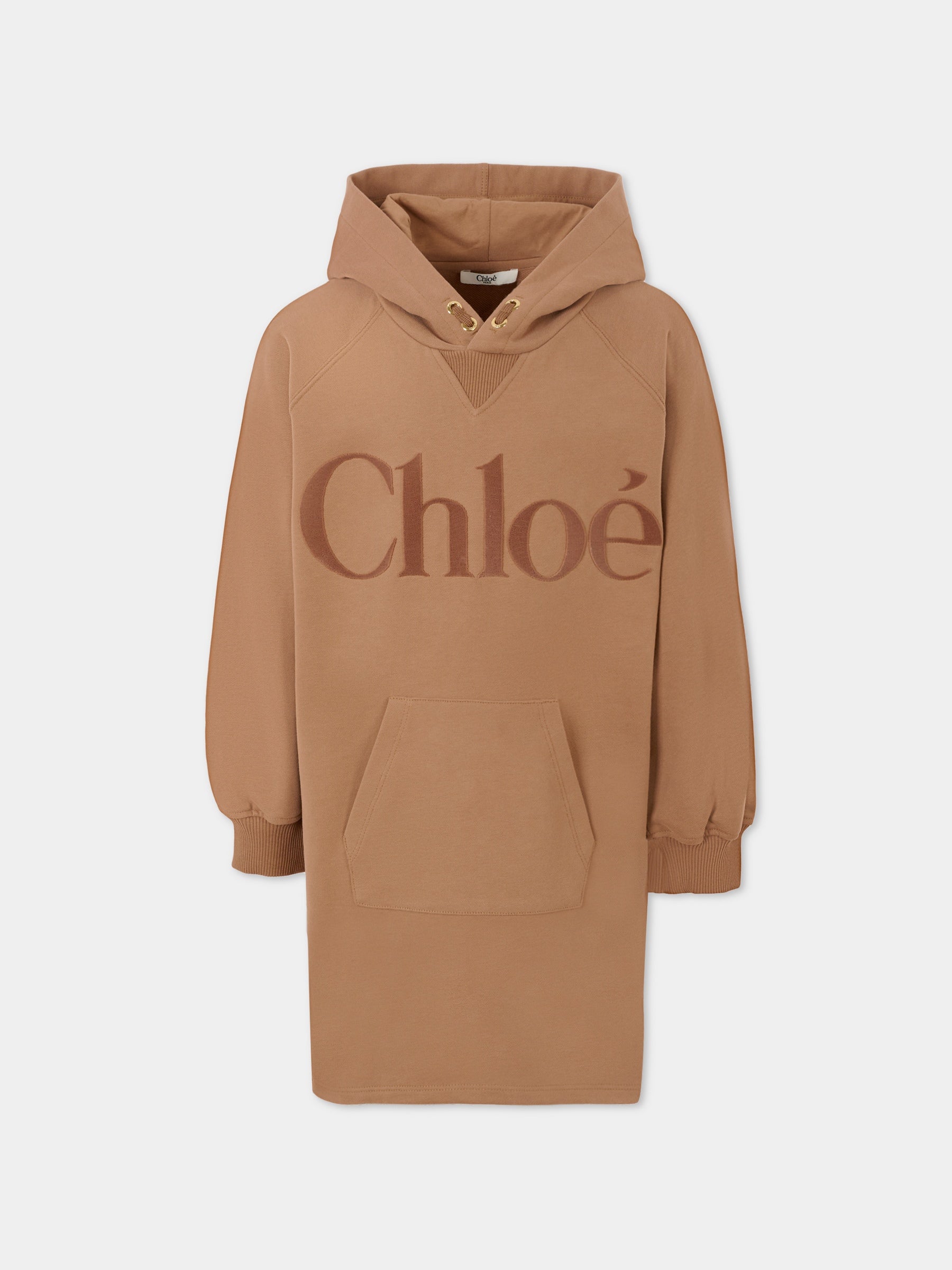 Vestito marrone per bambina con logo,Chloé Kids,C20618 31C
