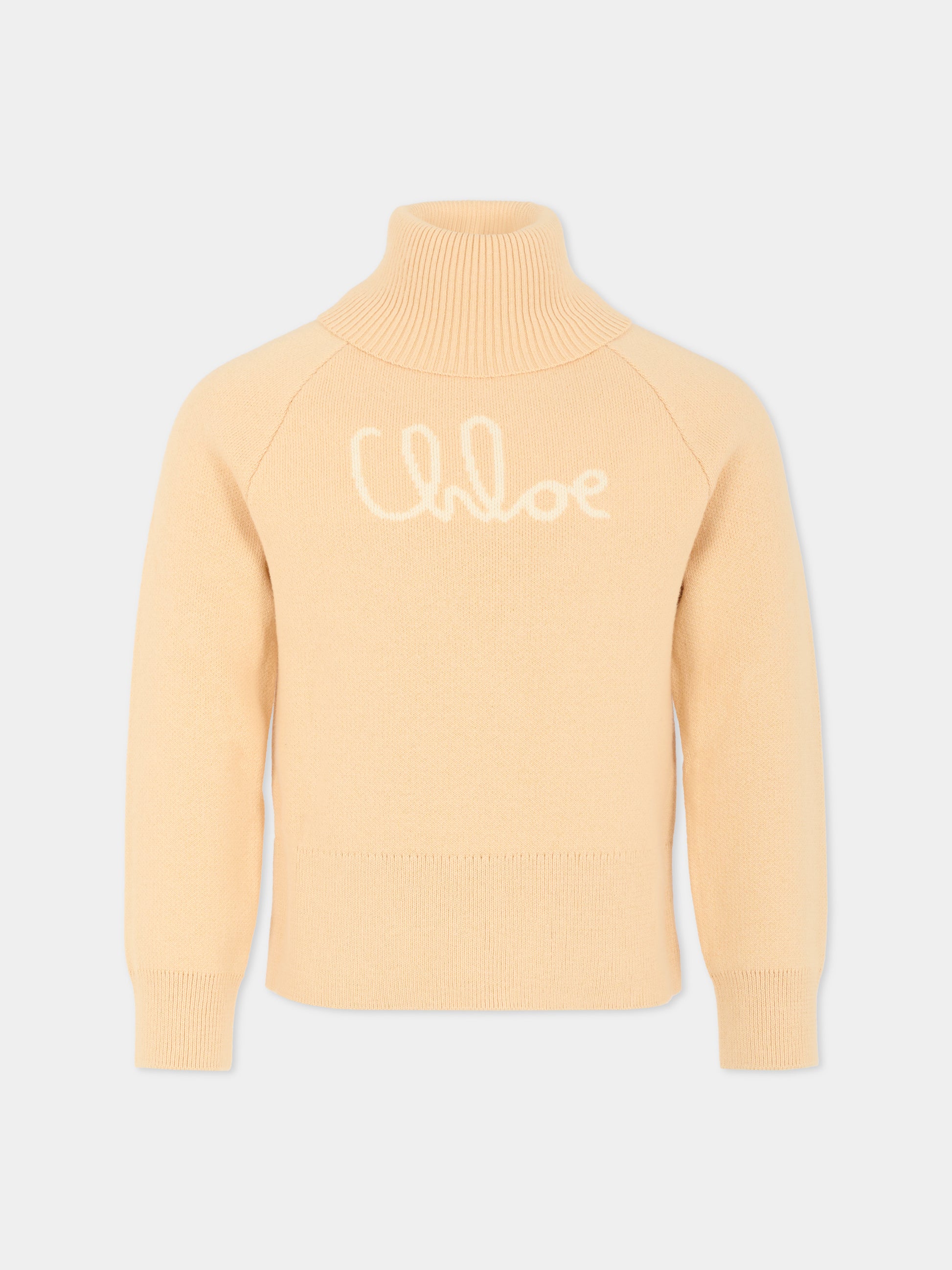 Dolcevita rosa per bambina con logo,Chloé Kids,C20640 257