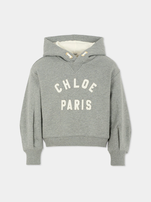 Felpa grigia per bambina con logo,Chloé Kids,C20646 A46