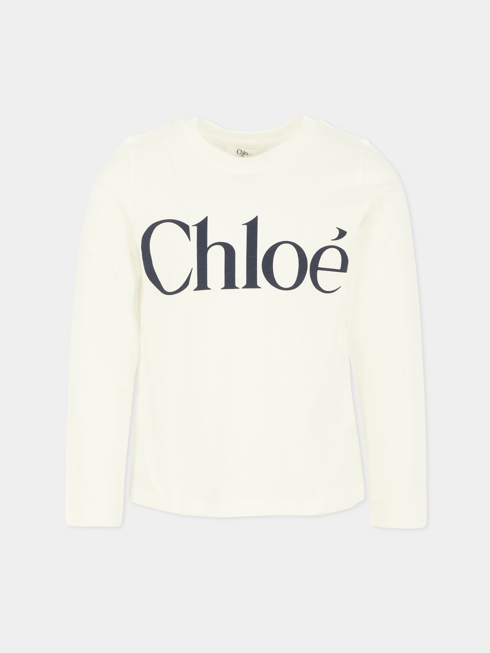 T-shirt bianca per bambina con logo,Chloé Kids,C20650 117