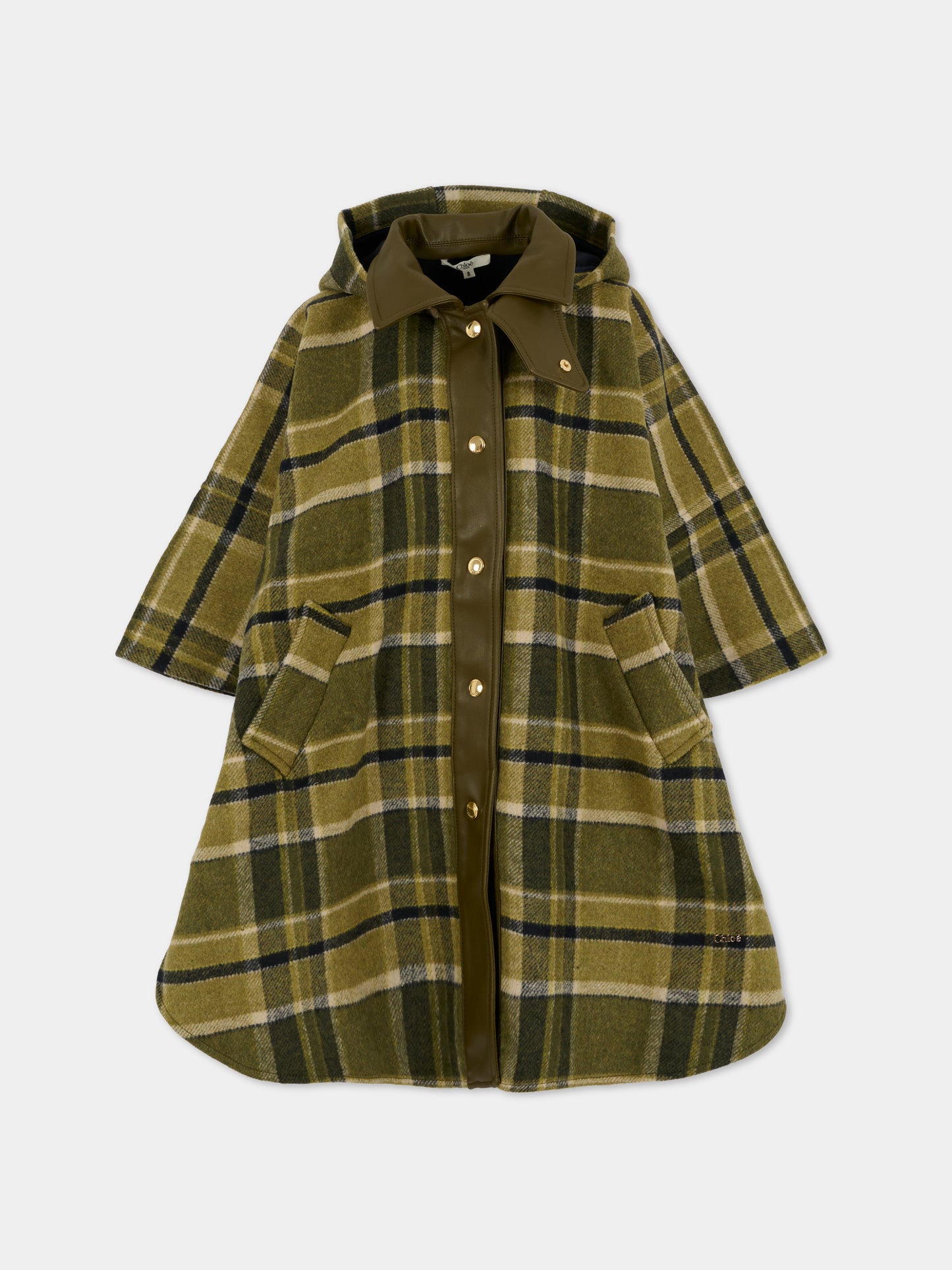 Cappa verde per bambina con logo,Chloé Kids,C20670 Z67
