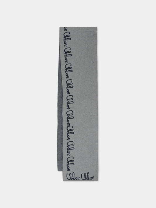 Sciarpa grigia per bambina con logo,Chloé Kids,C20674 A46