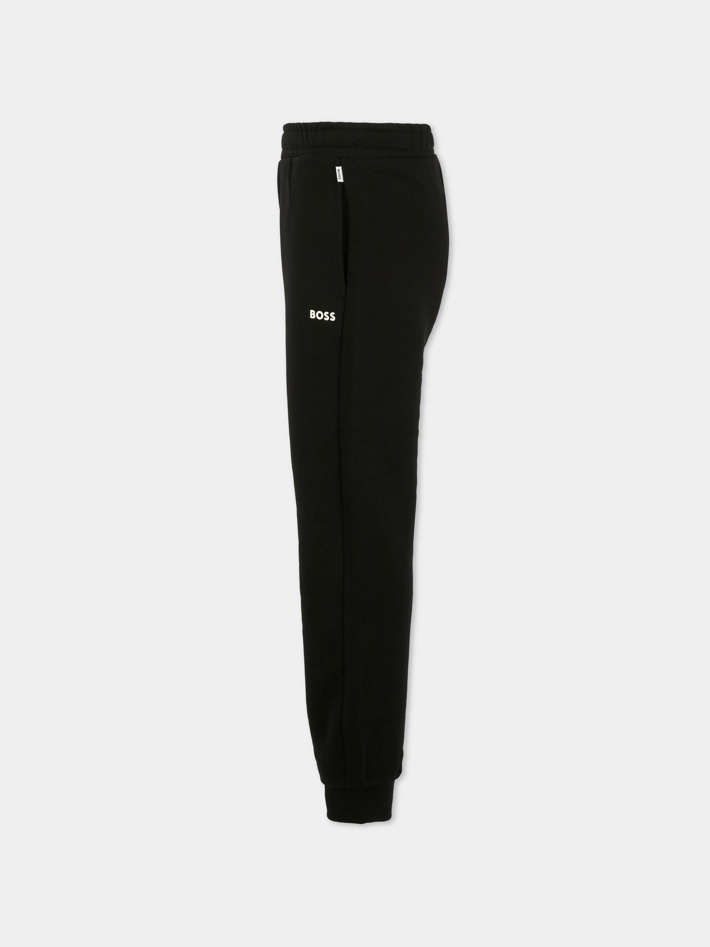 Pantaloni neri per bambino con logo,Boss,J52288 09B