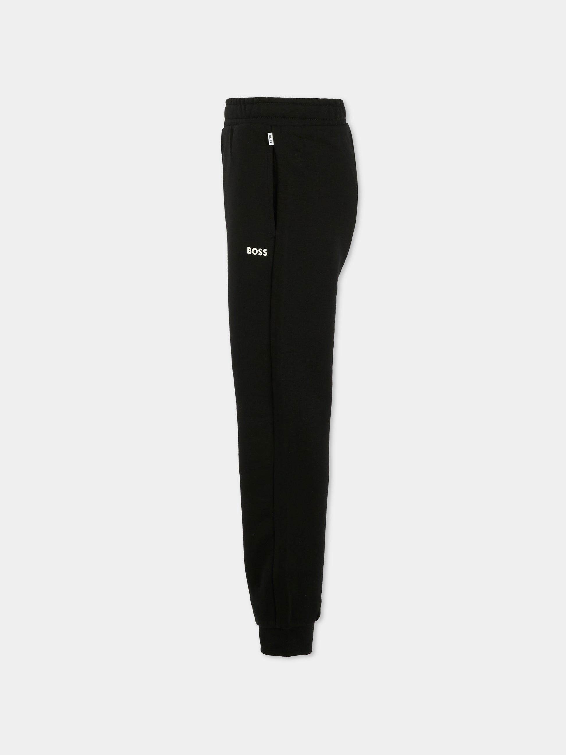 Pantaloni neri per bambino con logo,Boss,J52288 09B