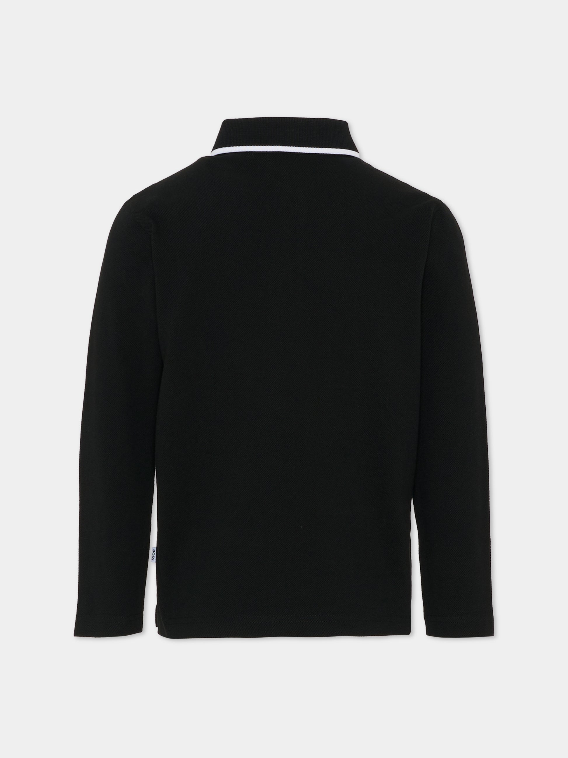 Polo nera per bambino con logo,Boss,J52330 09B